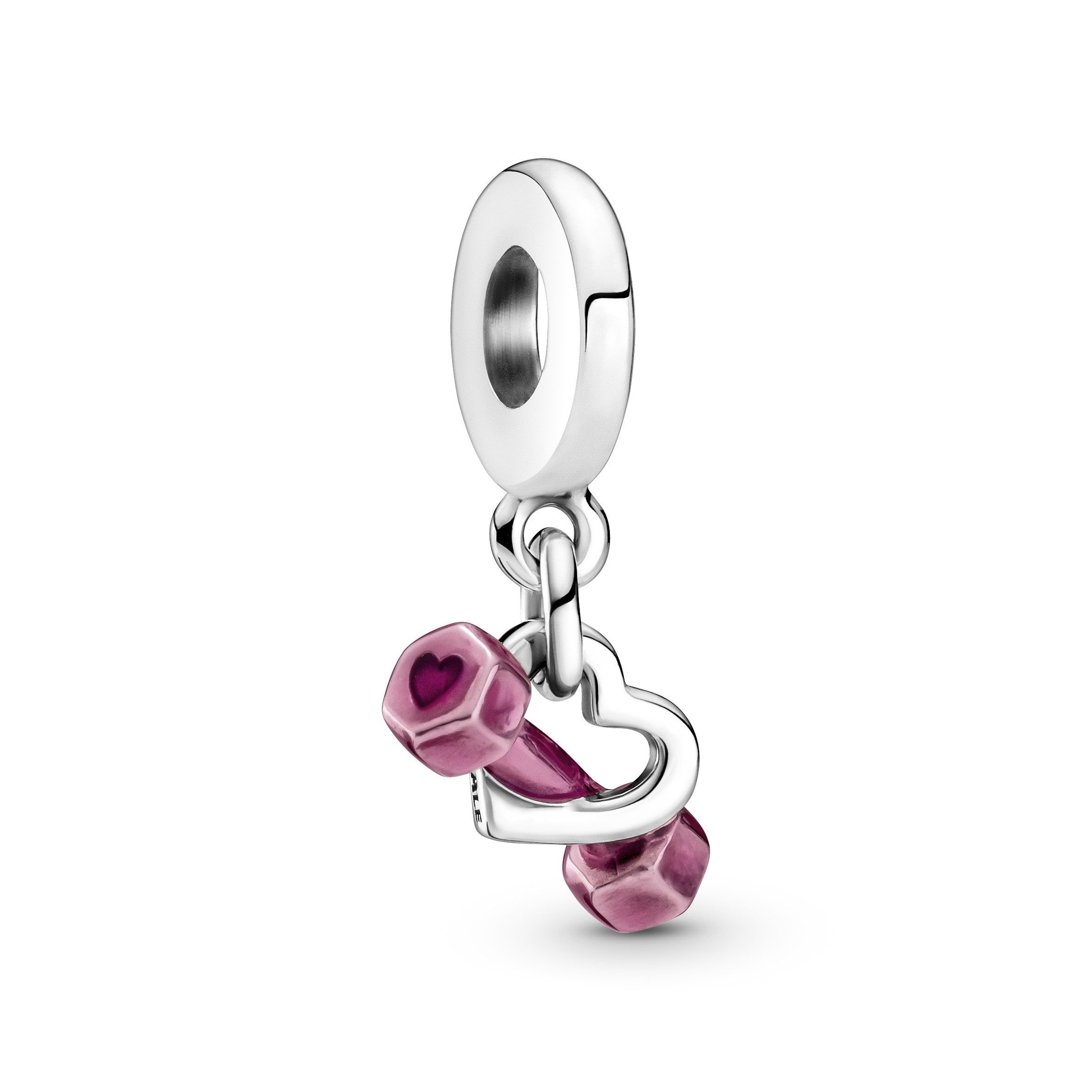 Bead Pandora-Charm ´Dumbbell&Heart´/pink/silver