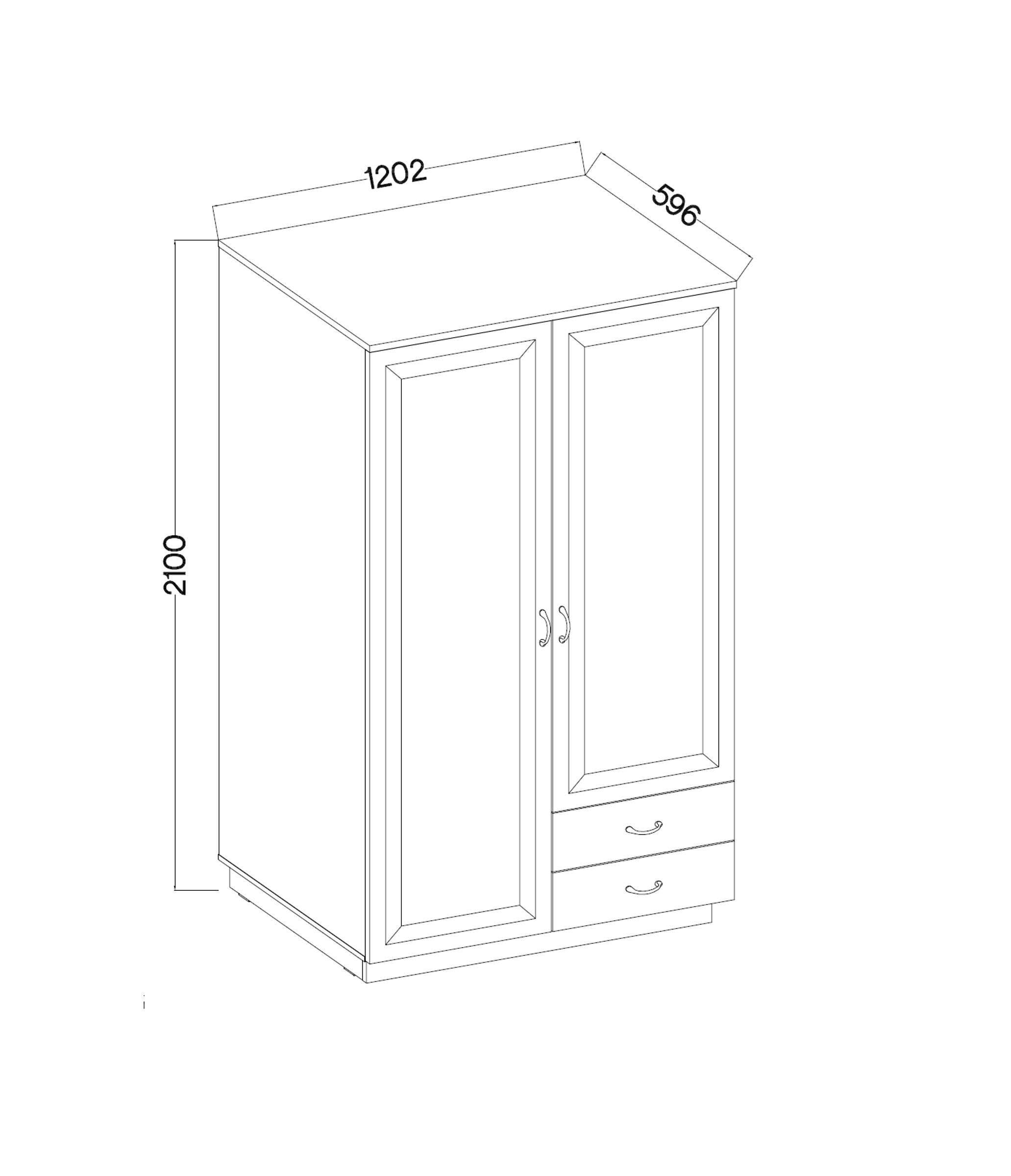 Eiche Küchen-Preisbombe Buffet Grau Landhaus cm Kleiderschrank Artisan Stilo Garderobenschrank 120 Kleiderschrank