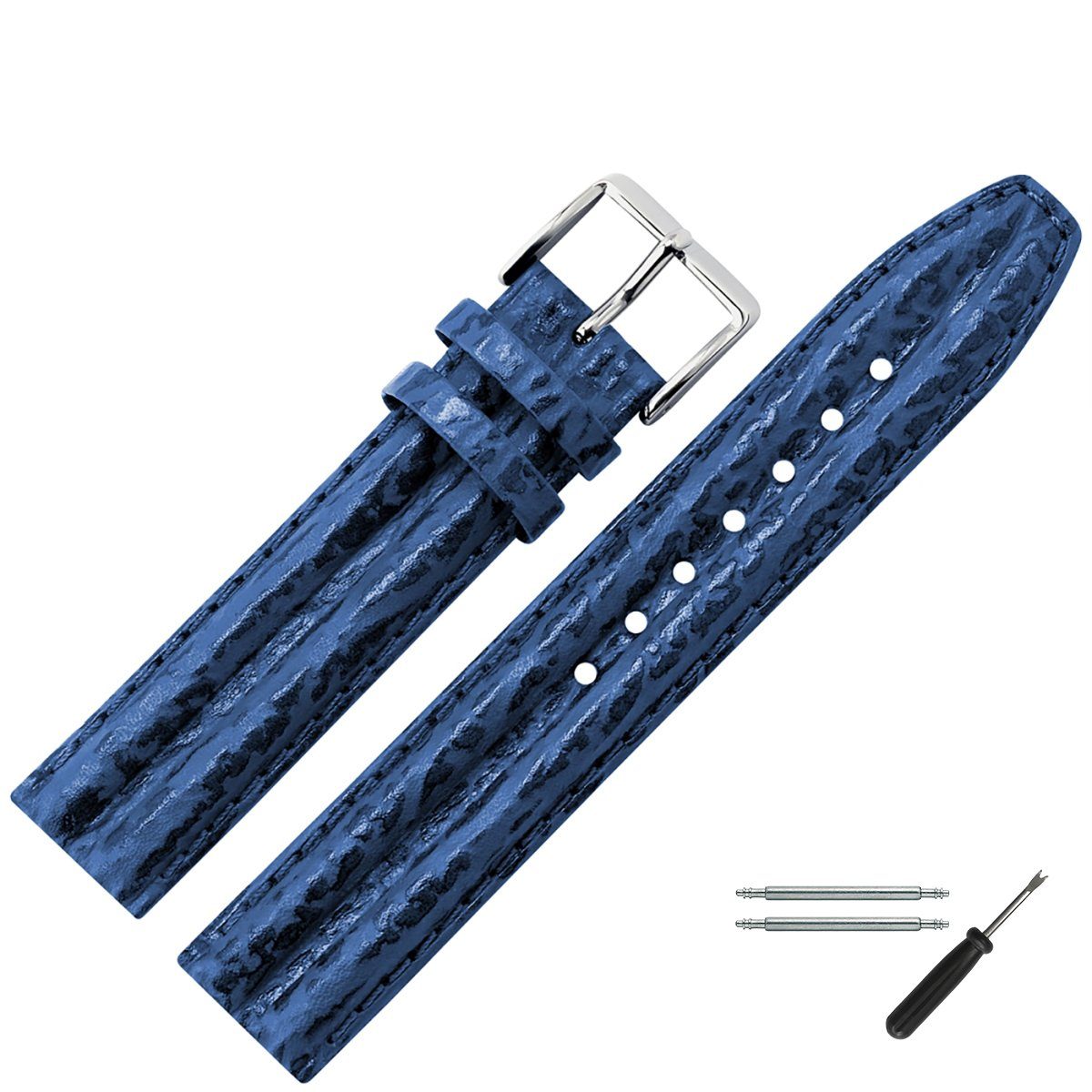 MARBURGER Uhrenarmband 20mm Leder Hai Prägung