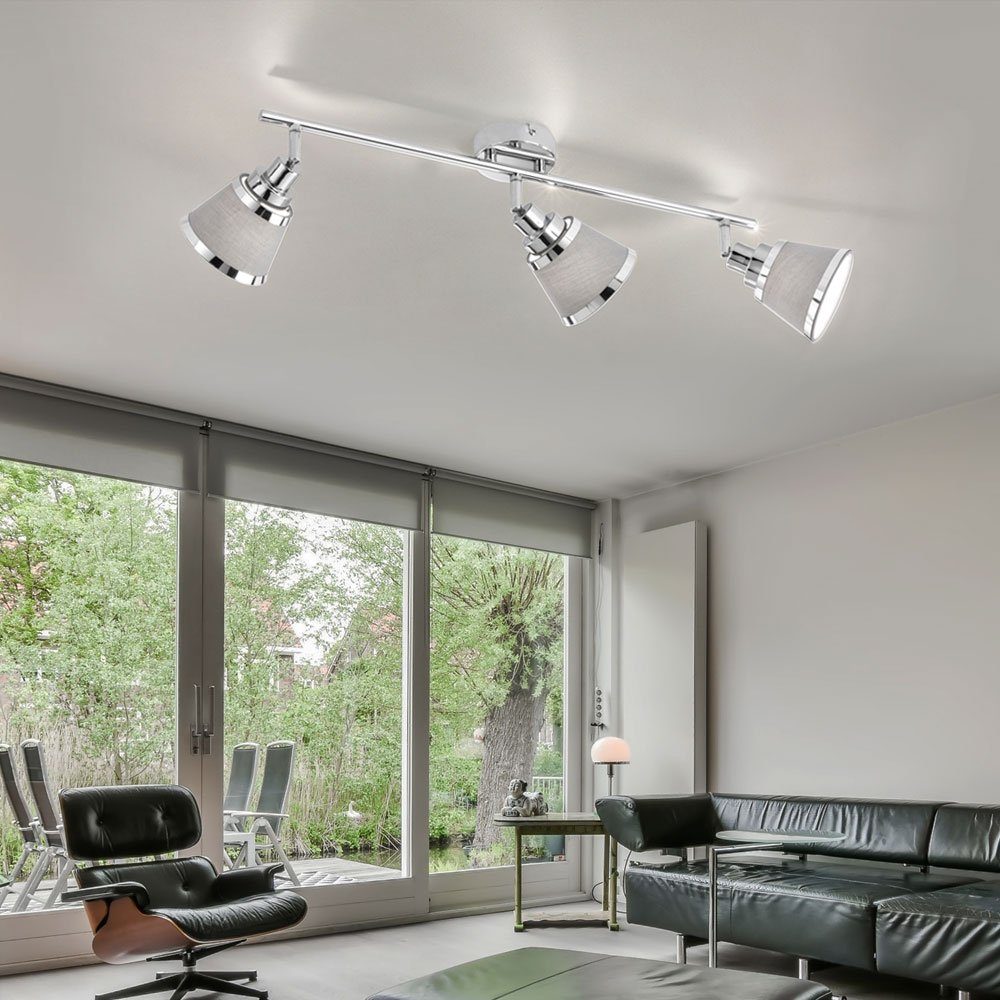 WOFI Deckenleuchte, Leuchtmittel nicht inklusive, Deckenleuchte Strahler Wohnzimmer grau Deckenlampe silber-