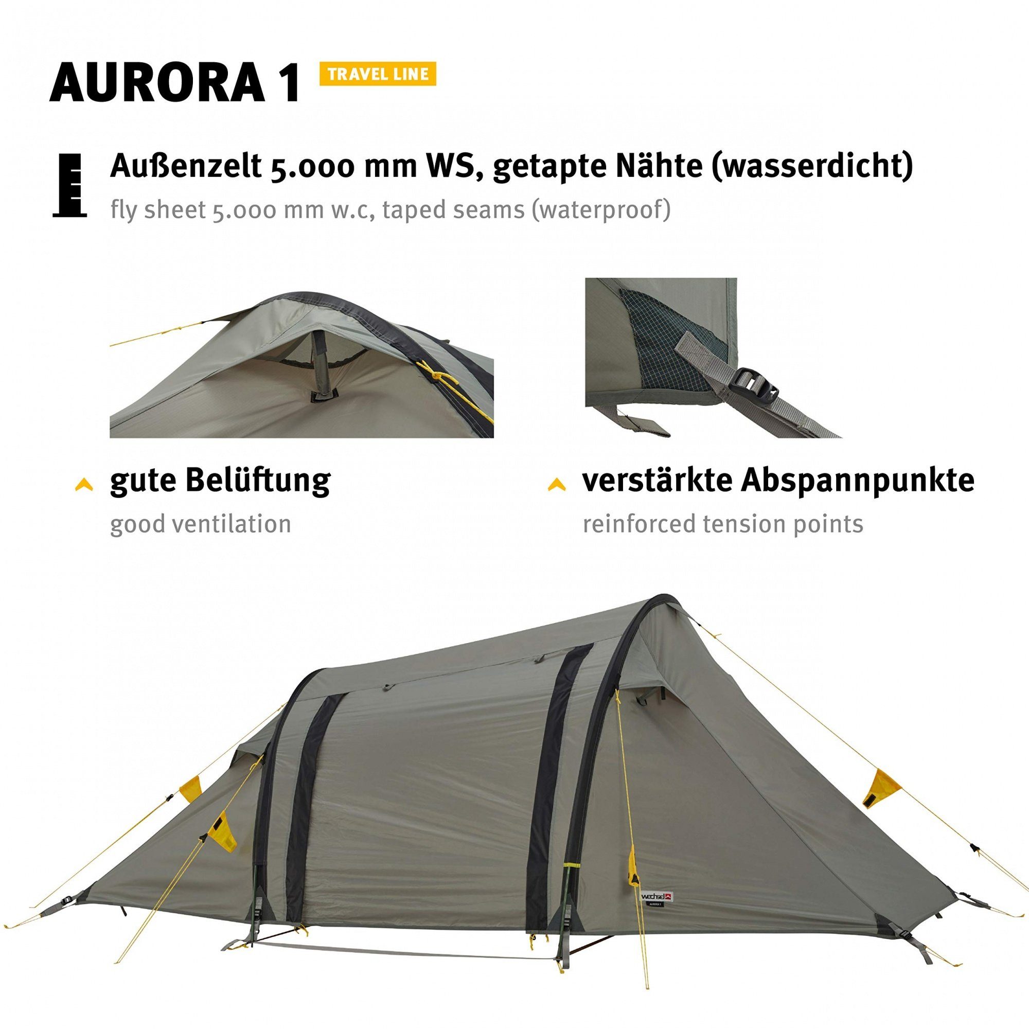 Wechsel Tents Tunnelzelt Aurora 1-Personen-Zelt, Travel Line 1 - 1 Personen: Tunnelzelt 