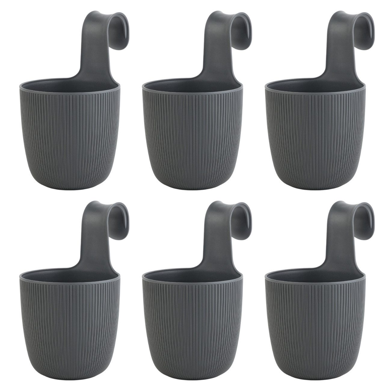 Engelland Blumentopf Blumentopf zum Hängen (Vorteils-Set, 6 St., Fassungsvermögen 2,3 Liter), UV-Beständig, Frostbeständig, Drainagesystem, ideal für Geländer/Zäune