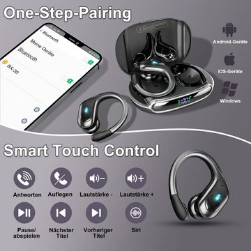 HYIEAR Bluetooth 5.3-Sportkopfhörer, kabellose IPX5-Ohrhörer mit Ohrbügel In-Ear-Kopfhörer (Siri, Bluetooth, Regen-und schmutzabweisend, Smart Touch, geringer Stromverbrauch)
