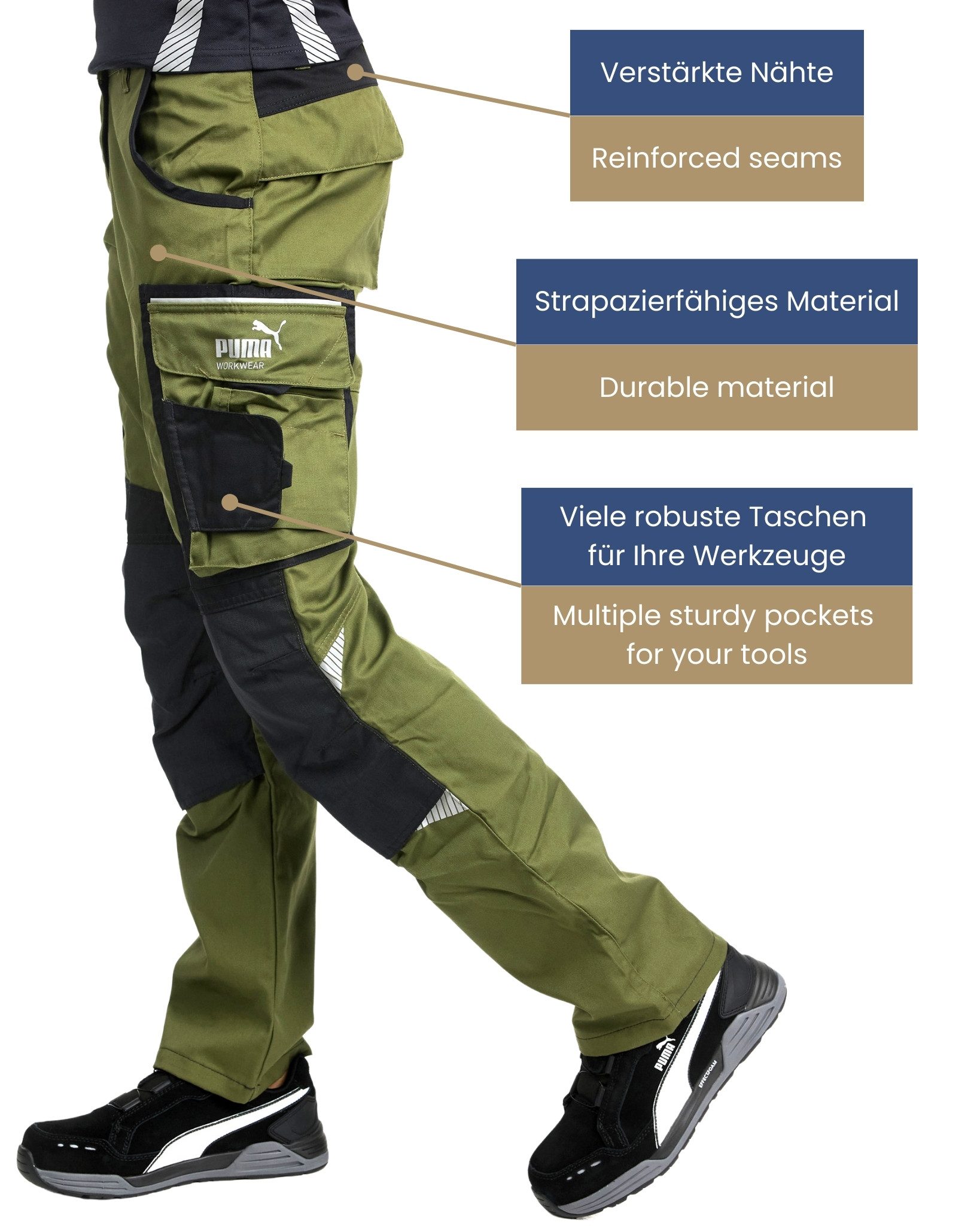 PUMA Workwear Arbeitshose für Damen - Arbeitshose mit elastischem Bund - Precision X Robustes Nylon Gewebe - Verstärkte Nähte & Kniepartien - Viele Taschen