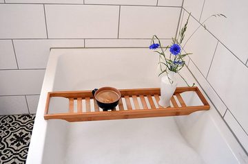 elbmöbel Badewannenablage Wannenbrücke Praktisches Tablett für die Wanne Holz Badewannenauflage 68x14,7 cm, Tablett für die Badewanne