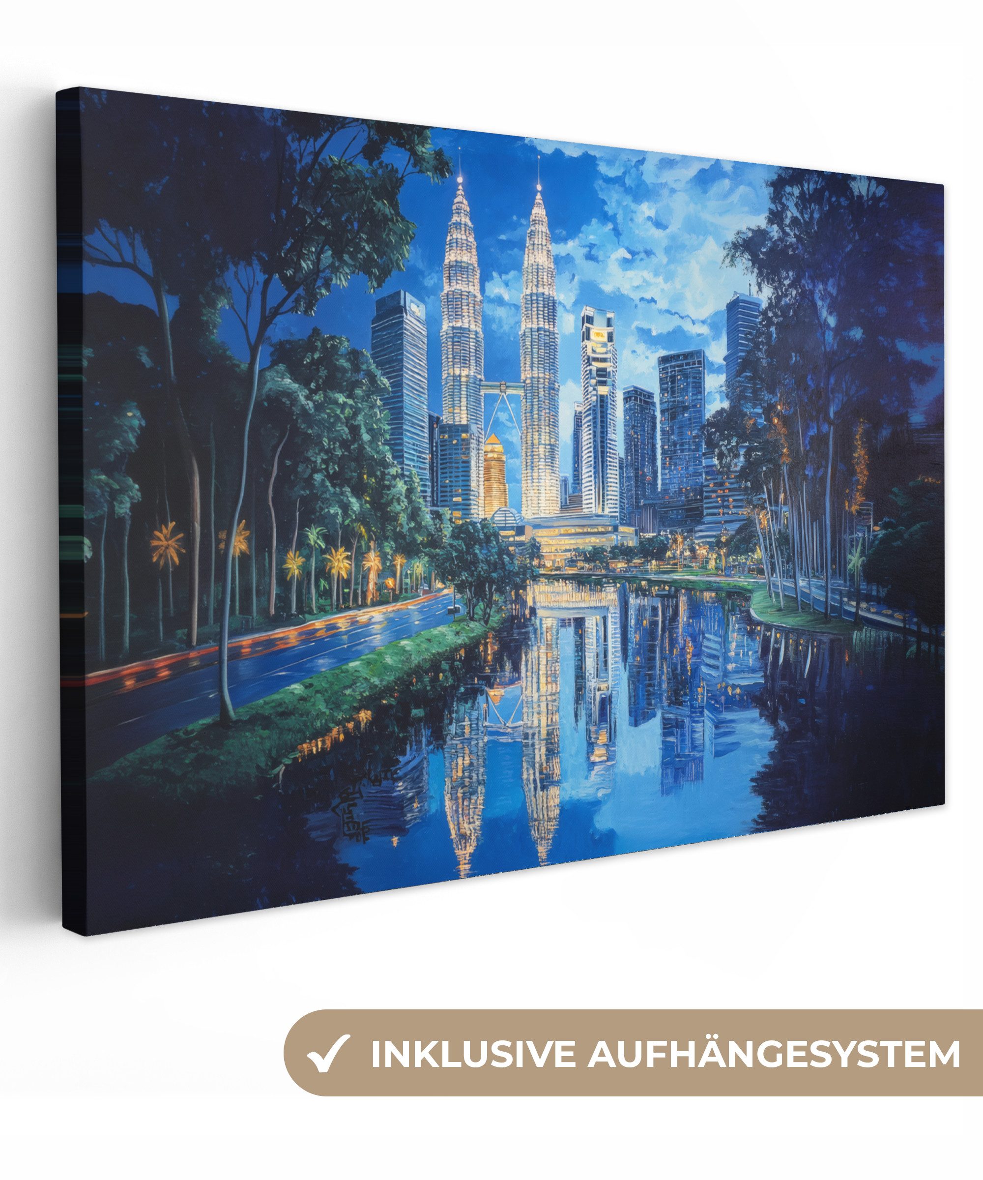 Leinwandbild Stadt - Skyline - Wolkenkratzer - Wasser