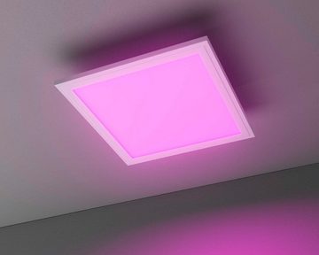 casa NOVA LED Deckenleuchte COLORES, 1-flammig, 30 x 30 cm, Weiß, Kunststoff, Anpassung der Farbtemperatur, Dimmfunktion, Memoryfunktion, RGB-Farbwechsel, LED fest integriert, Warmweiß, Tageslichtweiß, Neutralweiß, LED Deckenlampe, Smart-Home-fähig, mit Fernbedienung