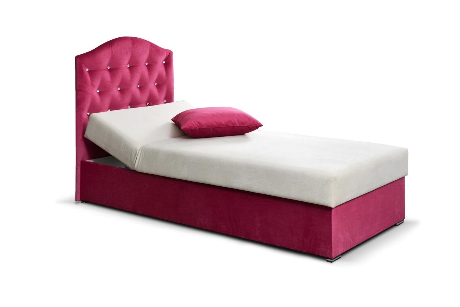 JVmoebel Bett (Einzelbett) Design Einzelbett Luxus Rosa Chesterfield Betten Textil Rahmen