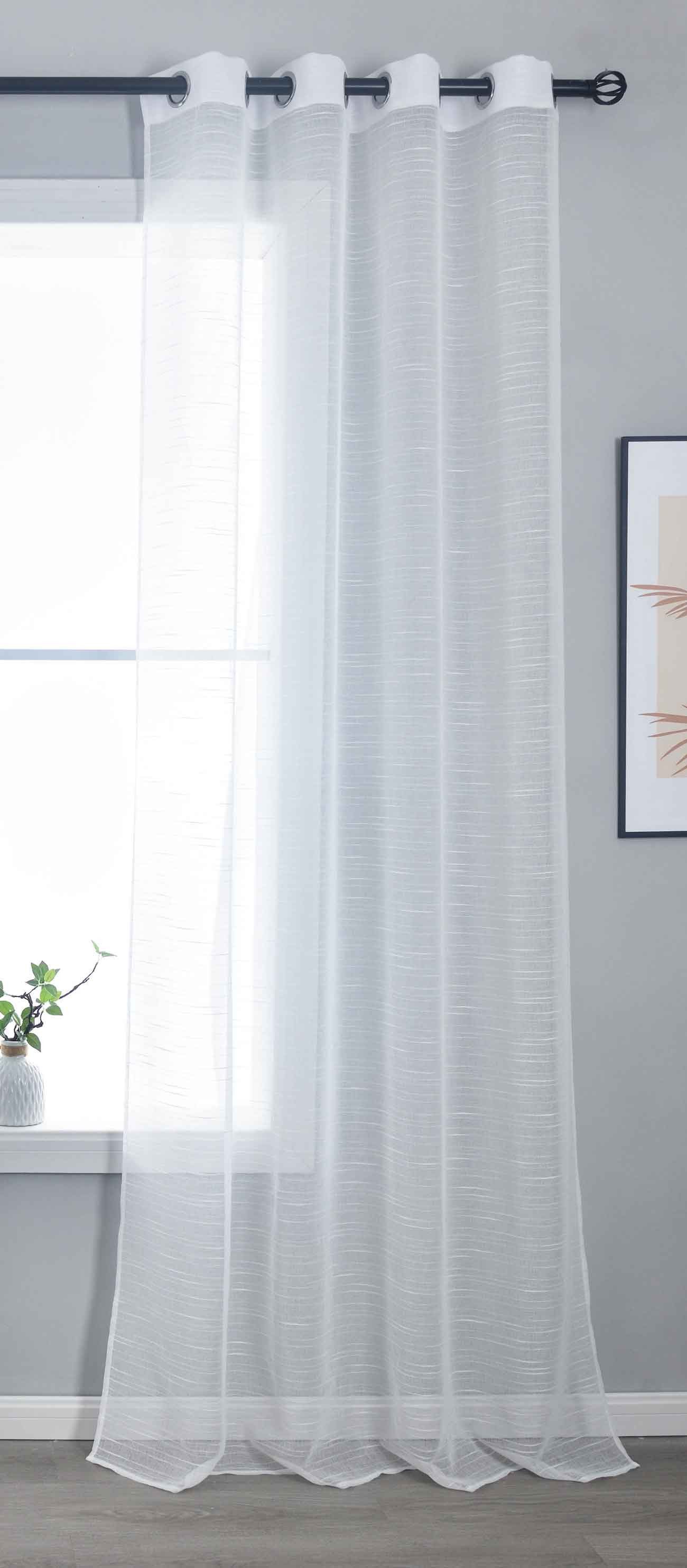 Gardinenbox Gardine (1 St), Ösen, transparent, »Dresden« Raffhalter Linienmuster 202440
