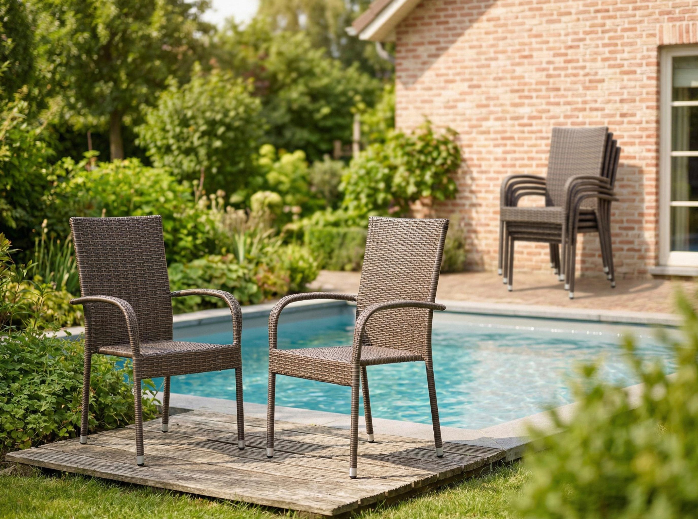 LC Garden Stapelstuhl »Lübeck« Gartenstuhl Polyrattan Stapelstuhl Gartensessel stapelbar (1 St)