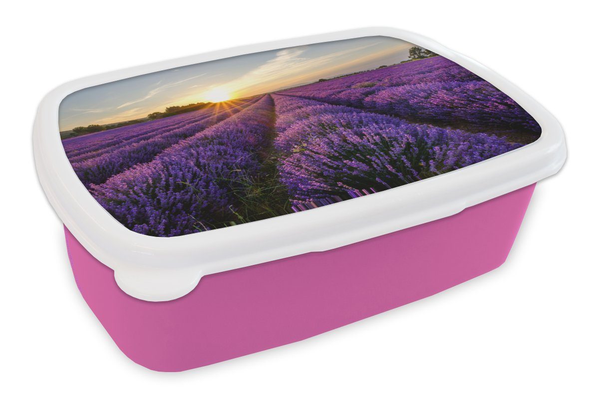 - Snackbox, Blumen Erwachsene, Brotdose für Lila, Sonnenuntergang Brotbox Mädchen, - (2-tlg), Kunststoff Lavendel rosa Kunststoff, Kinder, MuchoWow Lunchbox -