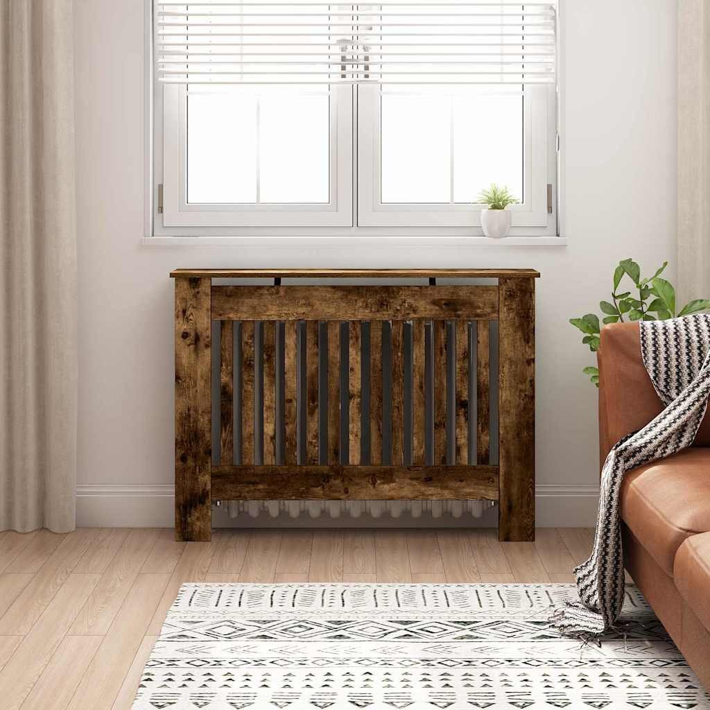 vidaXL Heizungsverkleidung 112 x 19 x 81,5 cm Heizkörperverkleidung Holz Geräucherte Eiche 112x19
