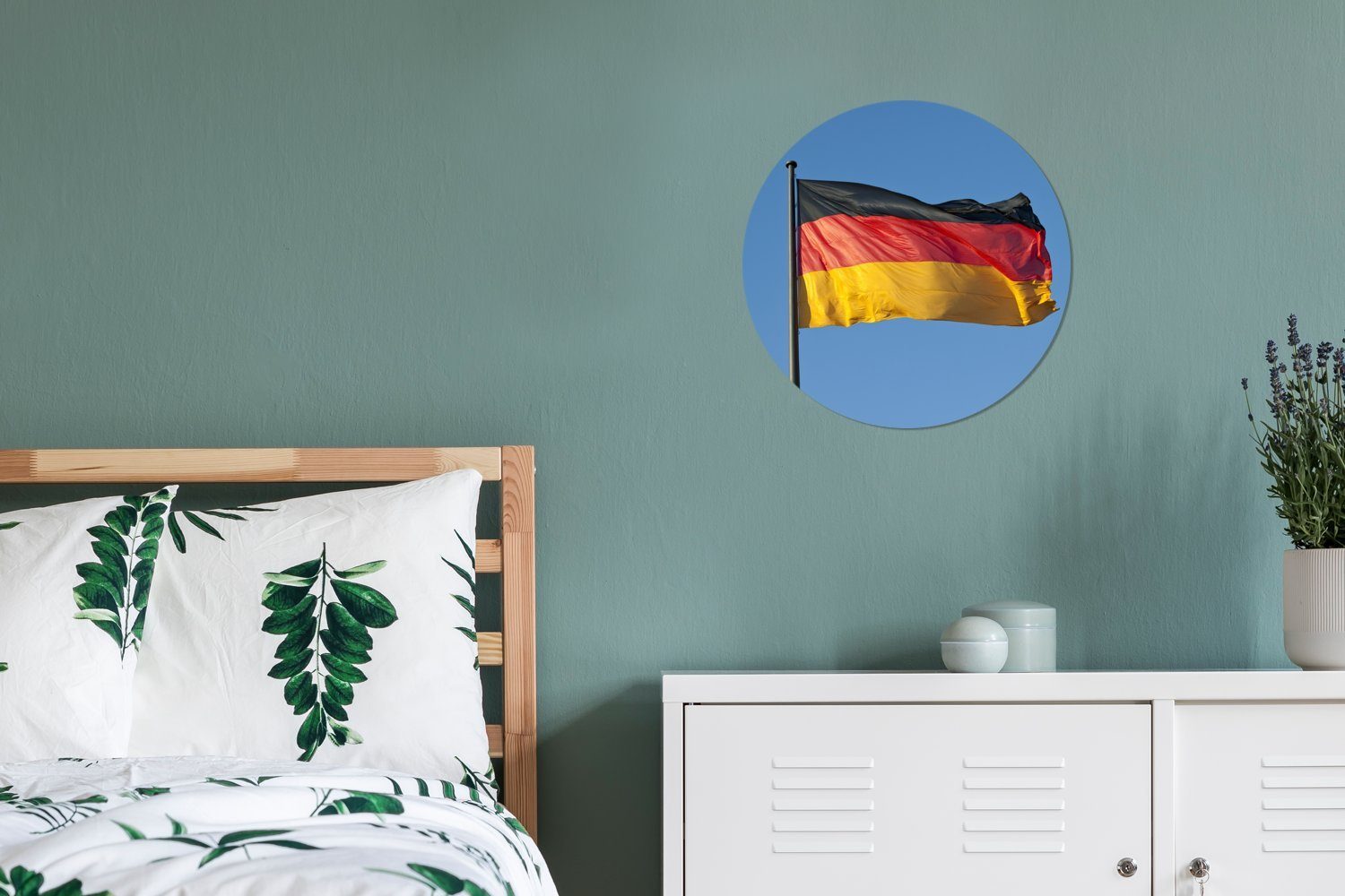 Gemälde cm Forex, Kreis Wohnzimmer, deutschen der 30x30 Foto MuchoWow Wandbild, Rundes Flagge, St), (1 Wanddekoration