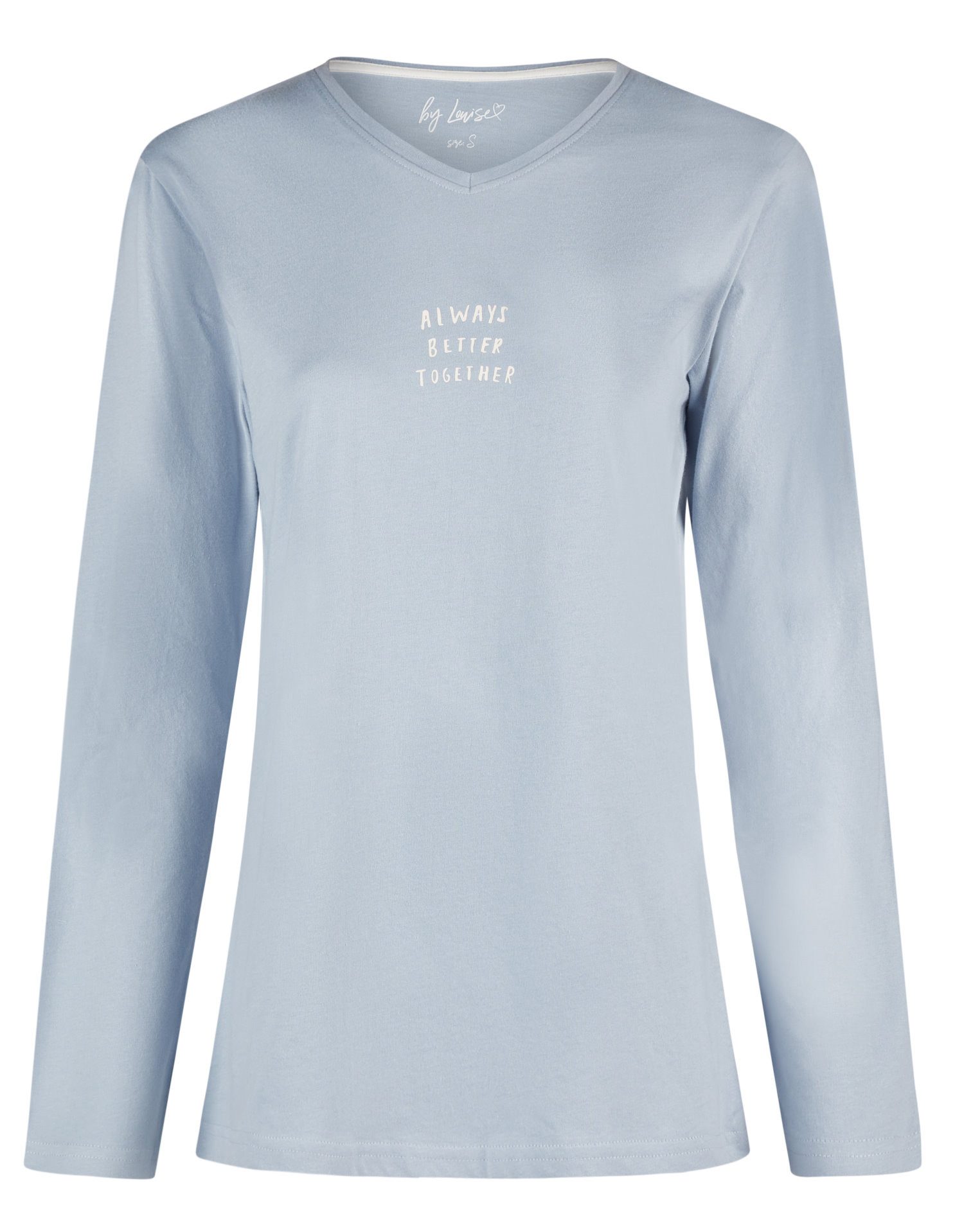 By Louise Pyjamaoberteil Damen Pyjamashirt mit langem Arm (1-tlg) Baumwolle