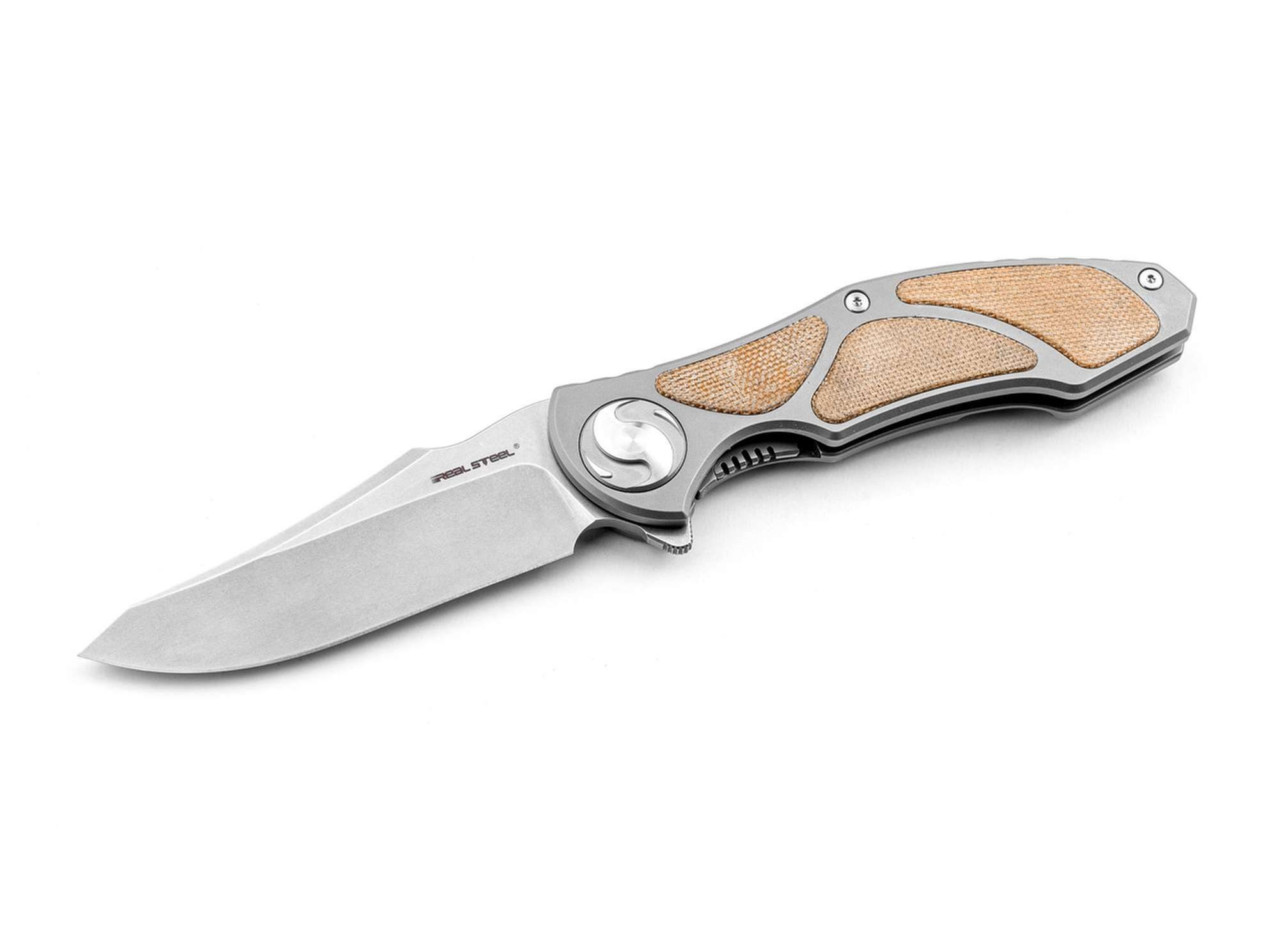 Real Steel Taschenmesser Real Steel Exorcist S35VN Ti Natural Micarta Three Scales