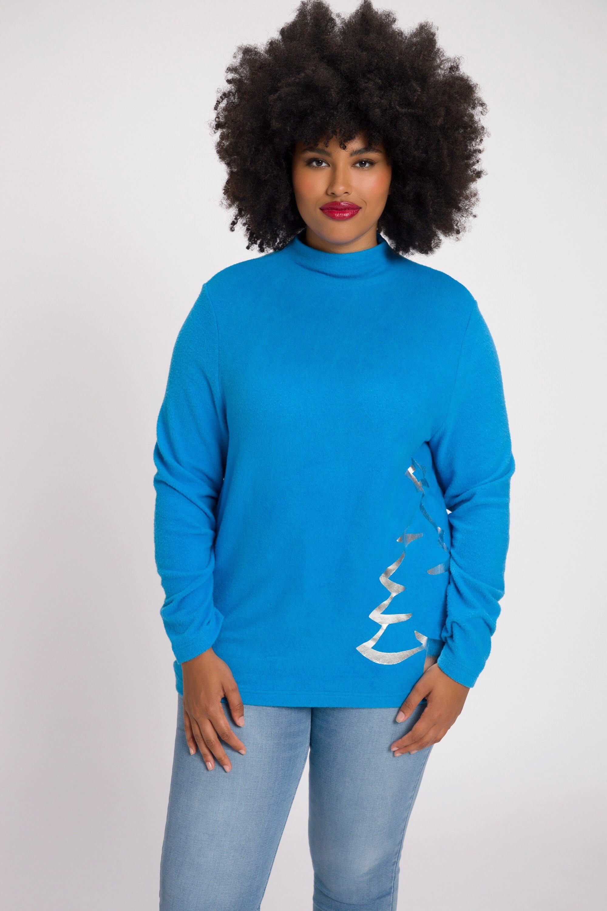 Ulla Popken Sweatshirt Pullover TannenbaumMotiv Stehkragen Langarm
