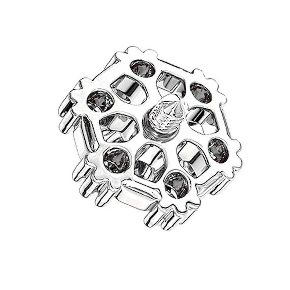 Taffstyle Piercing-Implantat Aufsatz Dermal Anchor Piercing Hexagon Kristallen, Aufsatz Dermal Anchor Piercing Hautanker Implantat Skin Diver Hexagon Silber