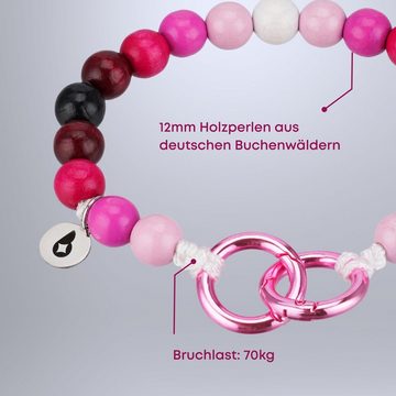 beadstars Schlüsselanhänger Mini-Schlüsselanhänger Amarena Delight, Holzperle, Patch, Paracord