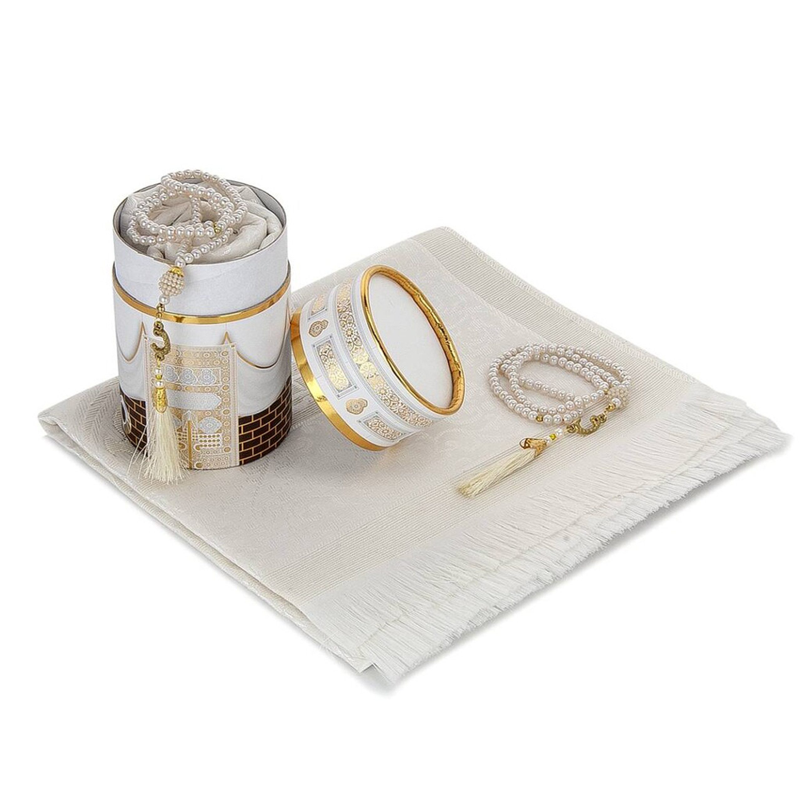 TeppichHome24 Teppich Gebetsteppiche mit Geschenkbox und 99er Gebetskette, rechteckig, robust, pfegeleicht, für Fussbodenheizung geeignet