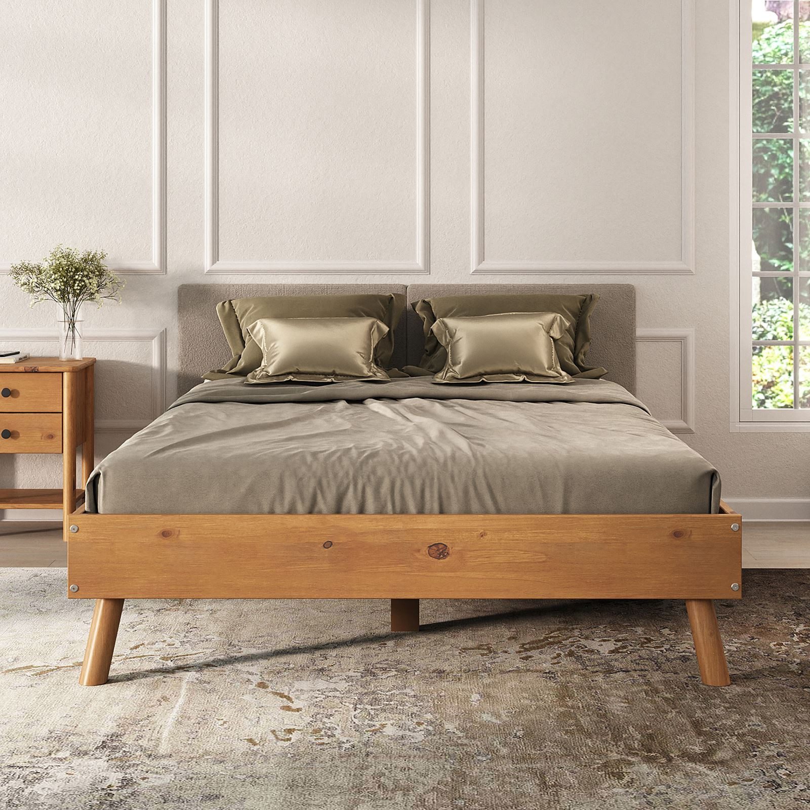 IDIMEX Futonbett KARRI, modernes Massivholzbett 140x200cm ohne Kopfteil Eiche farben