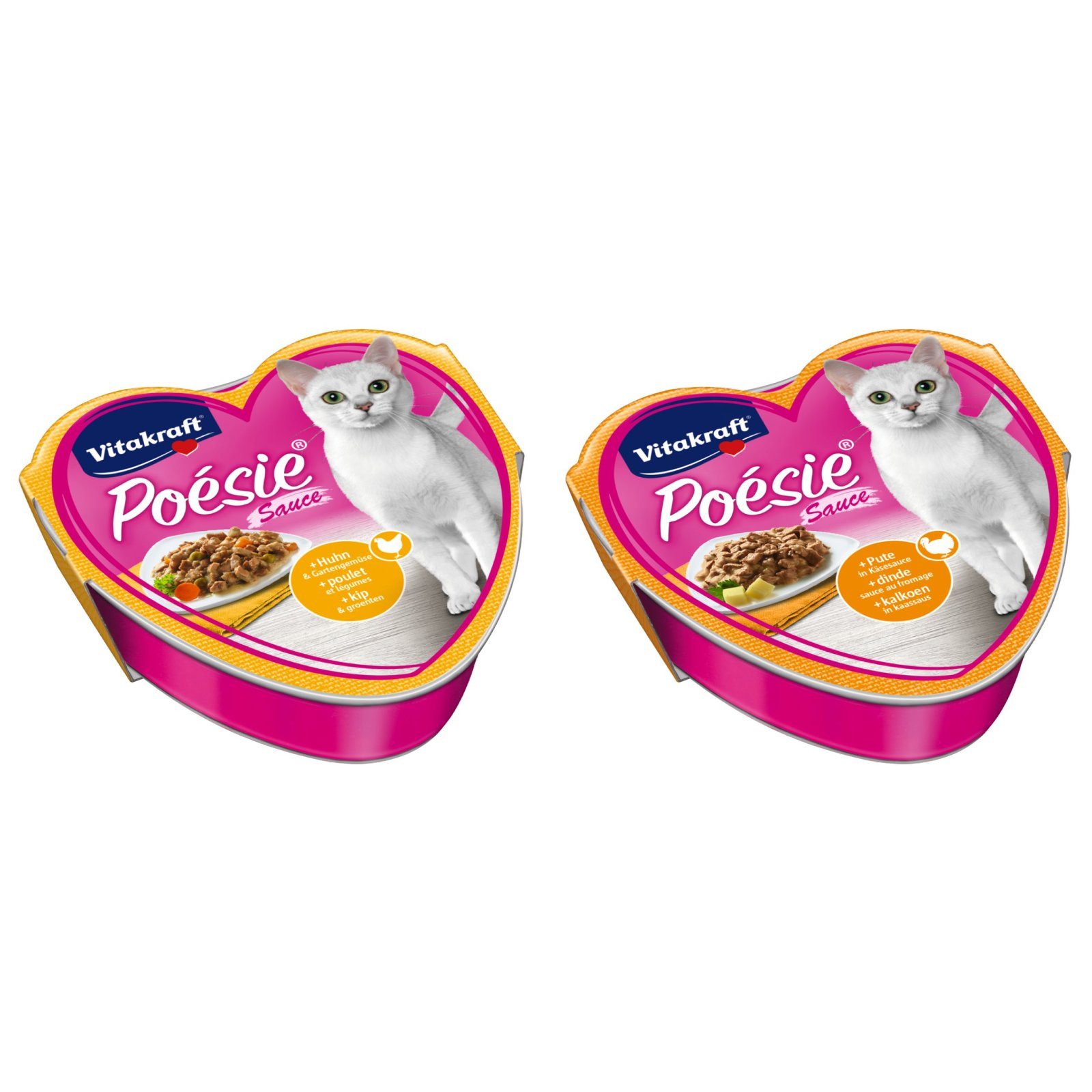 Vitakraft Katzenfutter Poesie, 15x Huhn und Gartengemüse + 15x Pute in Käsesauce, Nassfutter für: Katzen von Vitakraft