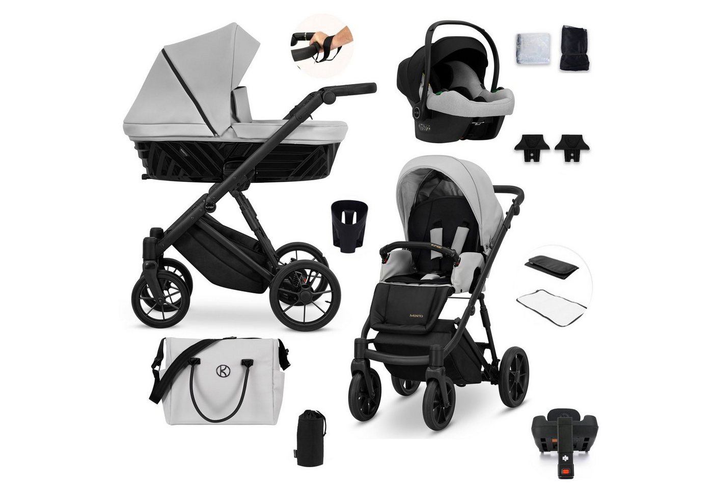 Thumbnail - babies-on-wheels Kombi-Kinderwagen Invento 5 in 1 inkl. Sportsitz, Autositz und Iso Base in 9 Farben