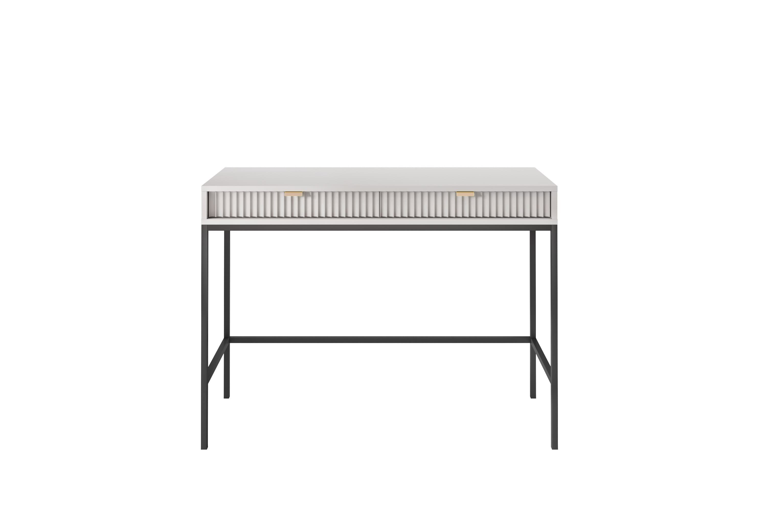 MOEBLO Schminktisch Light T104 (Moderner Kosmetiktisch mit geriffelter Front & 2 Schubladen, Dekorative gerillte Front Frisiertisch, Schminktisch, Kosmetiktisch), (B 104 cm / H 78 cm / T 50 cm)