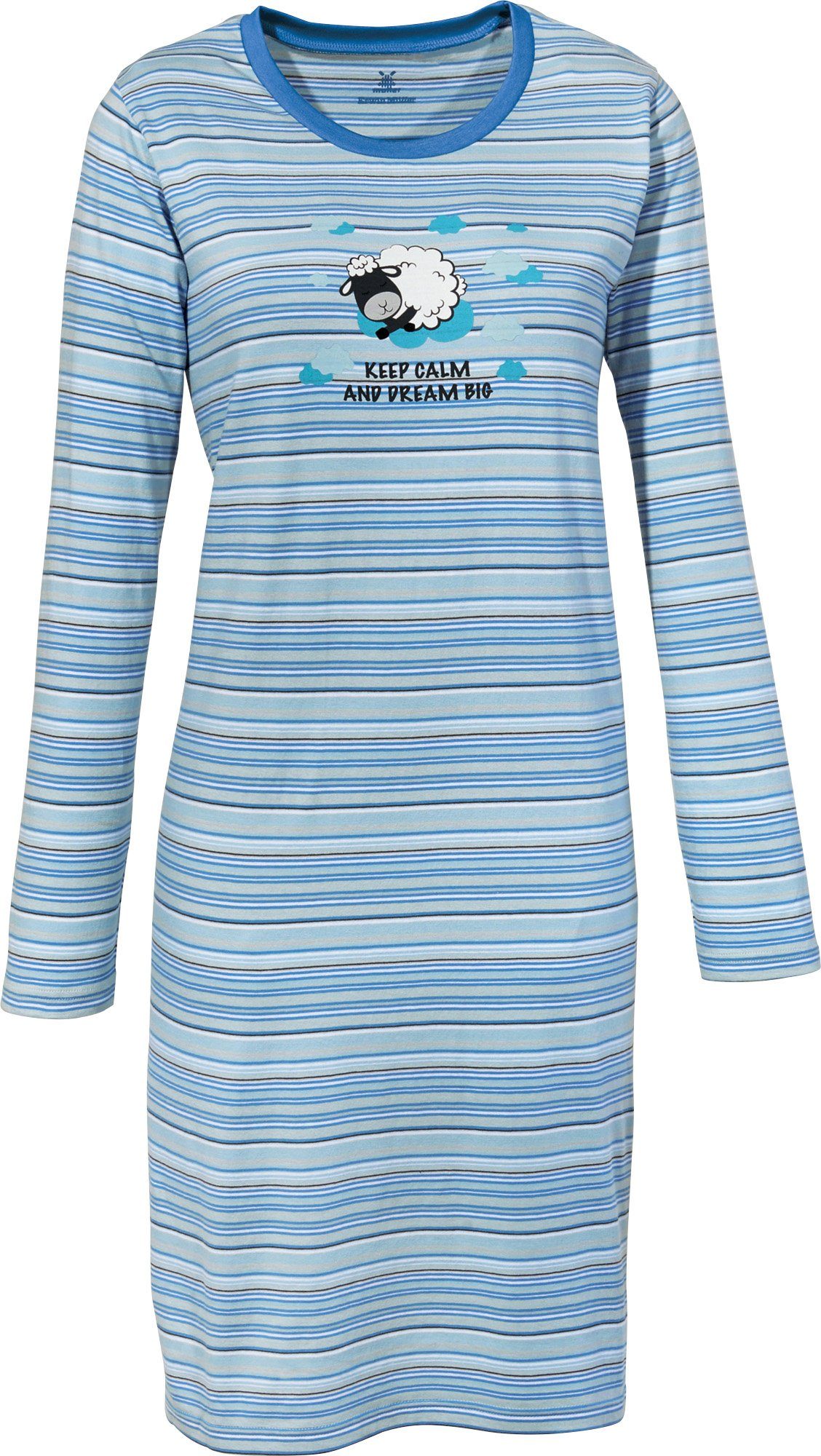 Erwin Müller Nachthemd Damen-Nachthemd (1-tlg) Single-Jersey Streifen, Tonnentaschen-Federkern UniTiermotiv