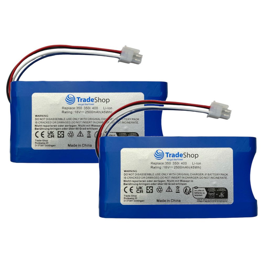 Trade-Shop 2x Akku passend für Yard Force Compact 400Ri, 400RiS, EasyMow 260B Akku Li-Ion 2500 mAh (18 V)