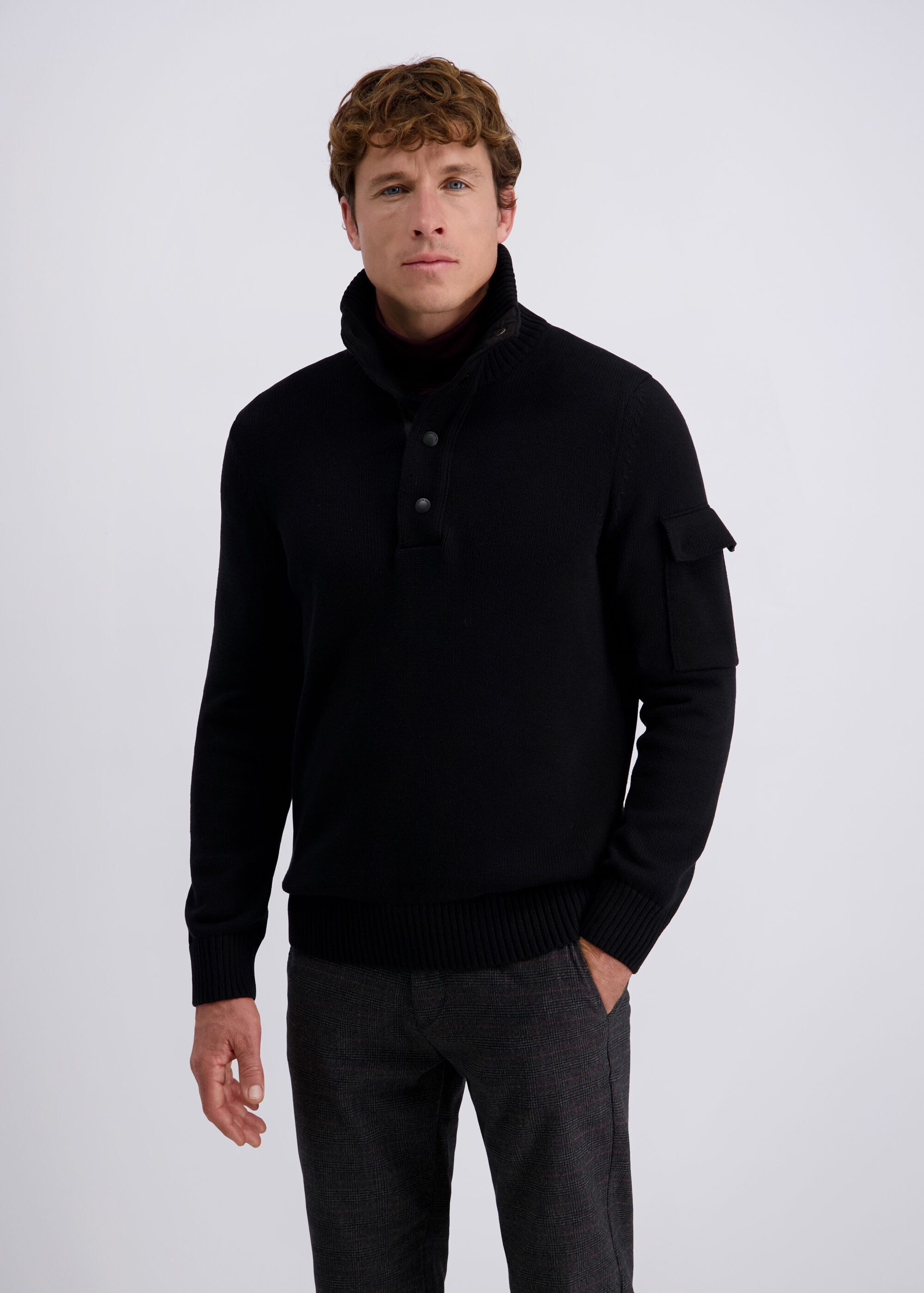 Pierre Cardin Rollkragenpullover mit Knopfleiste