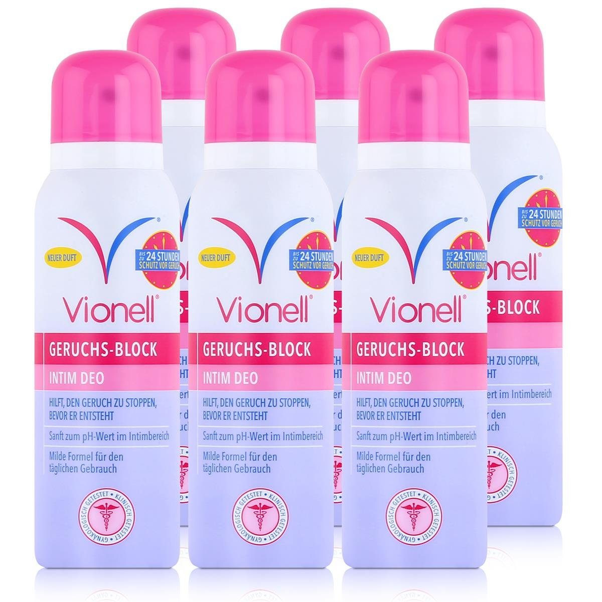 Vionell Deo-Stift Vionell Geruchs-Block Intim Deo 125ml - Sanft im Intimbereich (6er Pac