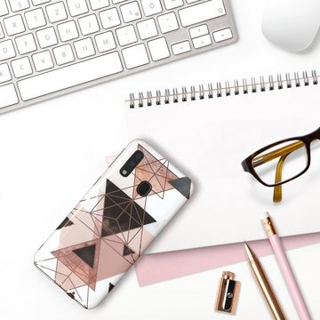 EAZY CASE Handyhülle IMD Motiv Cover für Samsung Galaxy A40 5,9 Zoll, Hülle mit Kameraschutz Slimcover Display Bumper Geometrie Rosa Braun