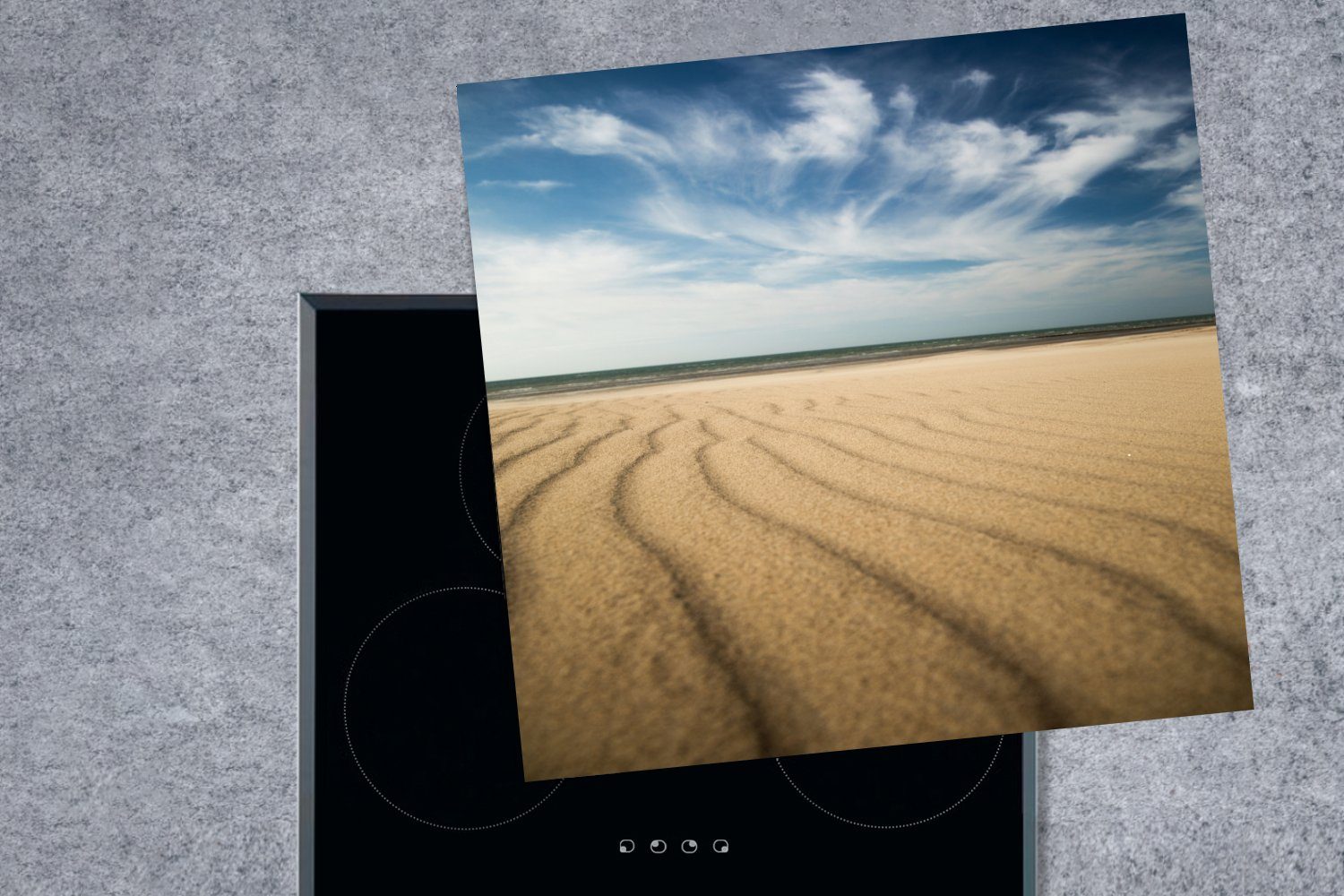 tlg), Vinyl, cm, (1 - 78x78 Europa für Wolken, Strand Arbeitsplatte - MuchoWow küche Herdblende-/Abdeckplatte Ceranfeldabdeckung,