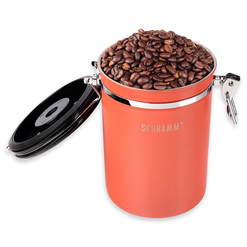 mit 19cm Kaffeedose Farben Edelstahl orange aus 1800 Kaffeedosen in Höhe: Kaffeedose 10 Kaffeebehälter Schramm® Dosierlöffel Schramm ml