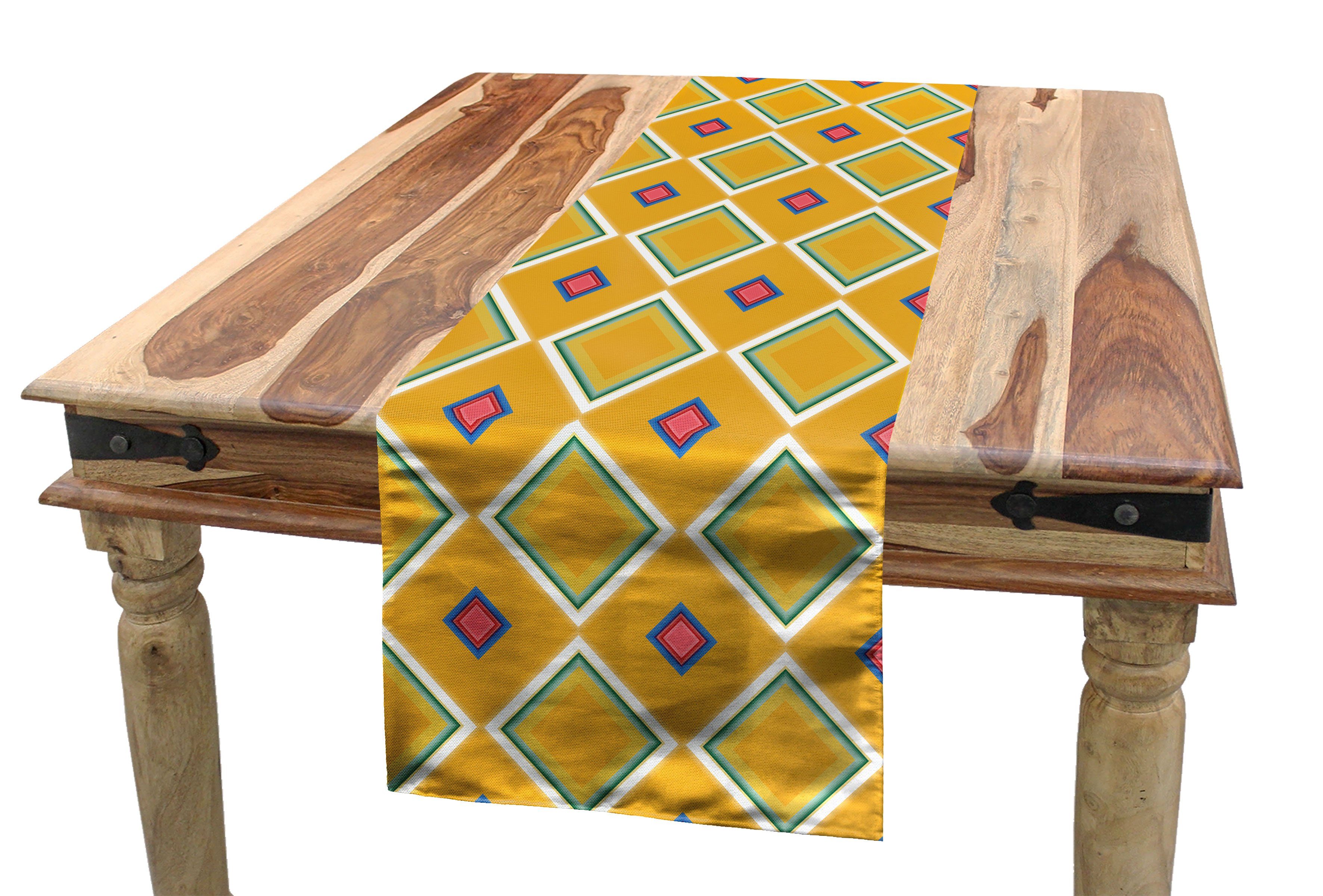 Dekorativer Tischläufer Abakuhaus Rhombus Rechteckiger geometrische Bunte Tischläufer, Esszimmer Symmetrie Küche