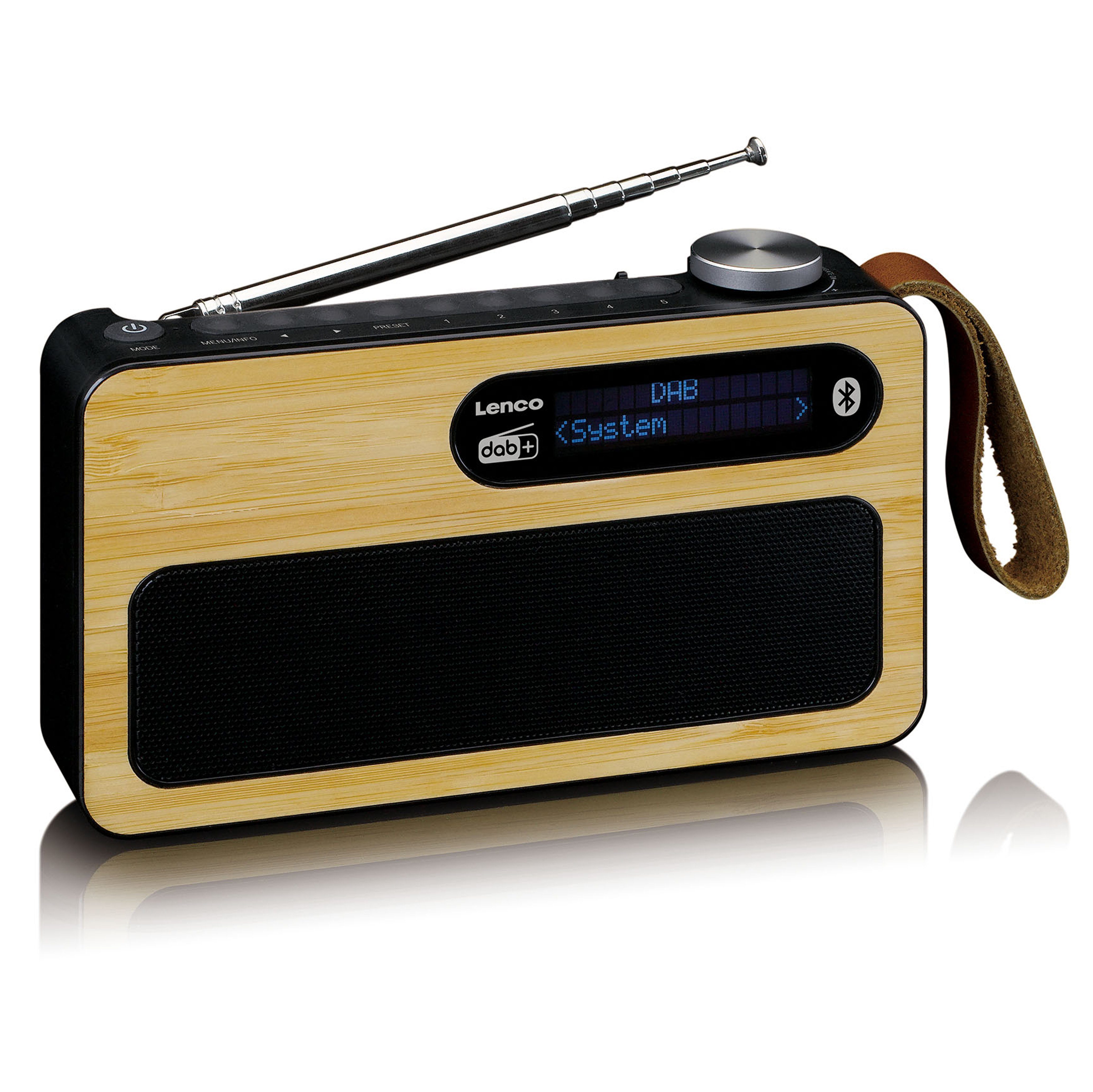 Lenco PDR-040BAMBOOBK Digitalradio (DAB) (DAB+,FM, 3 W, Bluetooth 5.0 und 12-16 Stunden Akkulaufzeit in Schwarz-Bambus Design)
