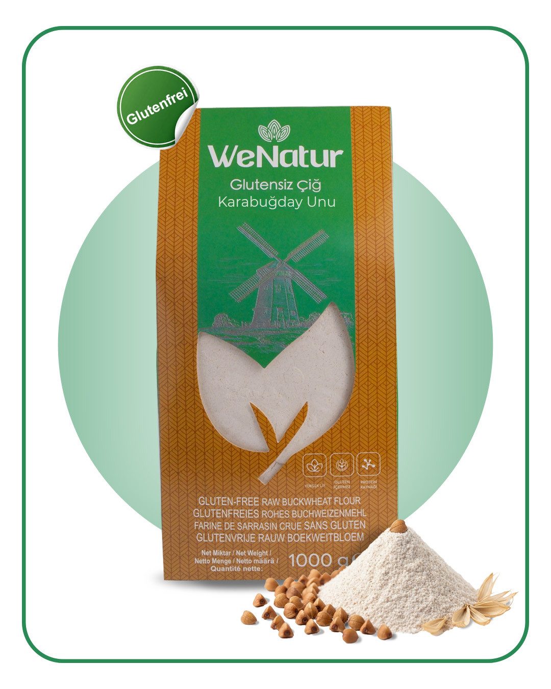 We_Natur Mehl Buchweizenmehl – Glutenfrei, ballaststoffreich & nahrhaft 1kg, 1000 g, 100 % Natürlich, Glutenfrei