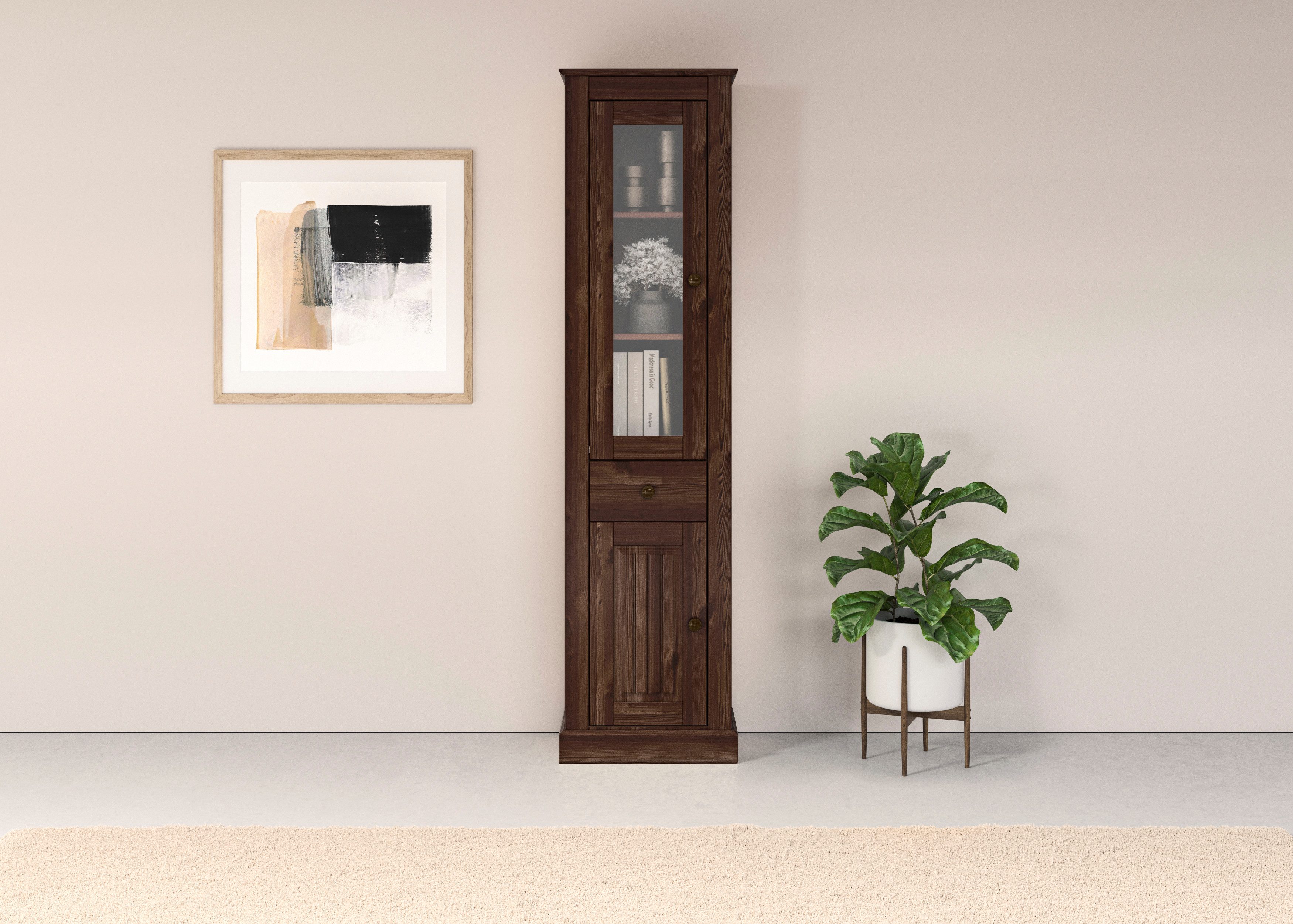 OTTO home Vitrine Liotta eine Glastür und einer Holztür und einer Schublade