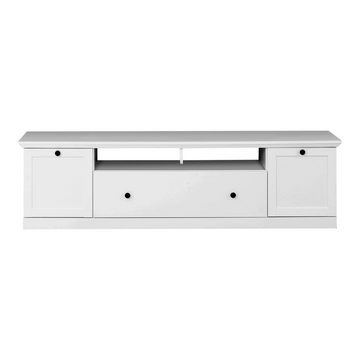 Lomadox Lowboard BERGAMA-19, TV mit LED Unterbaubeleuchtung weiß Landhausstil, B/H/T: 177/49/41 cm