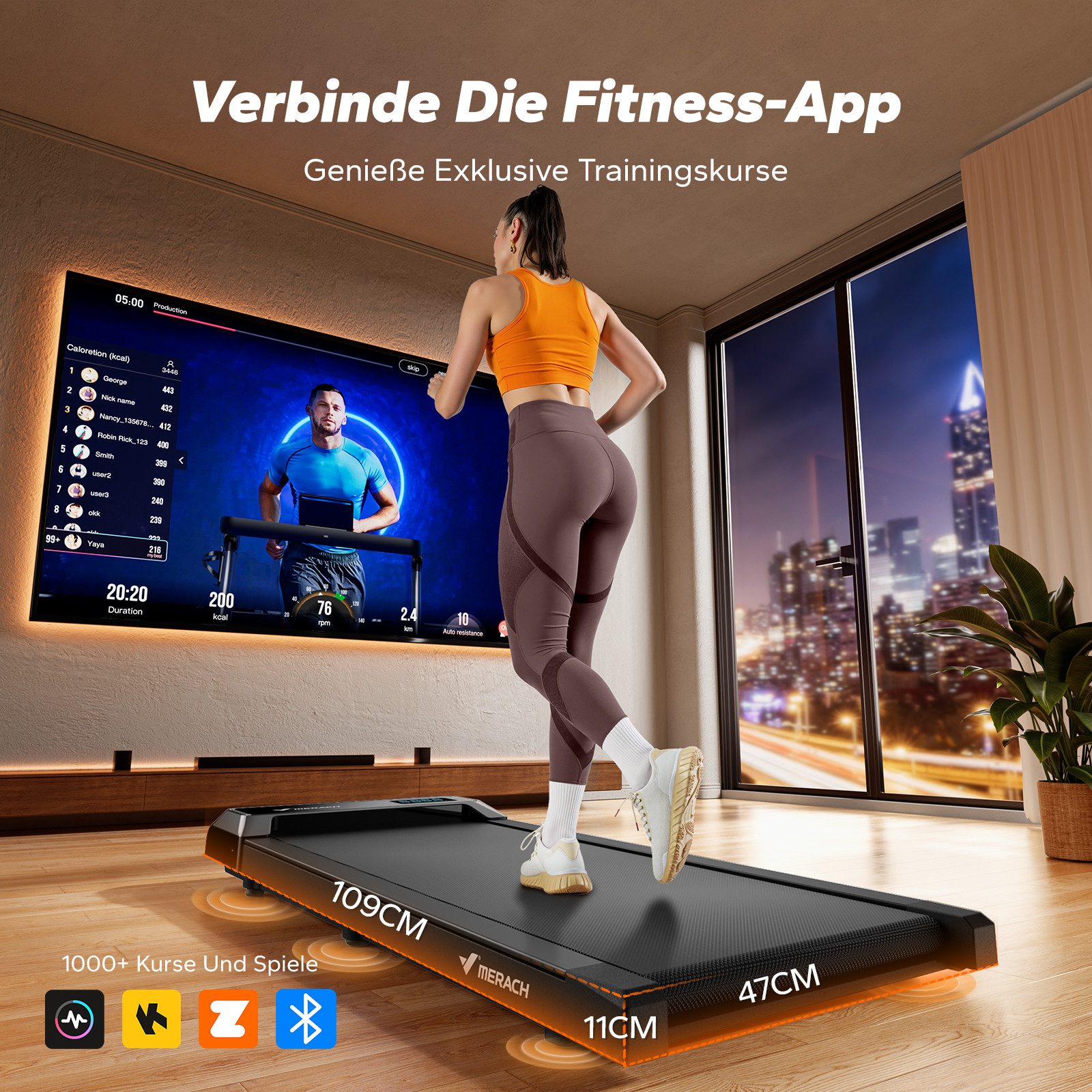 MERACH Laufband Laufbander, Walking/Jogging Pad bis 2-6km/h, LED Dispaly (Leise Laufbänder mit 2,5 PS Motor, Bluetooth APP, mit Kabellose Fernbedienung, Fernbedienung), Laufband Klein für Zuhause, Büro, Max. 120 KG
