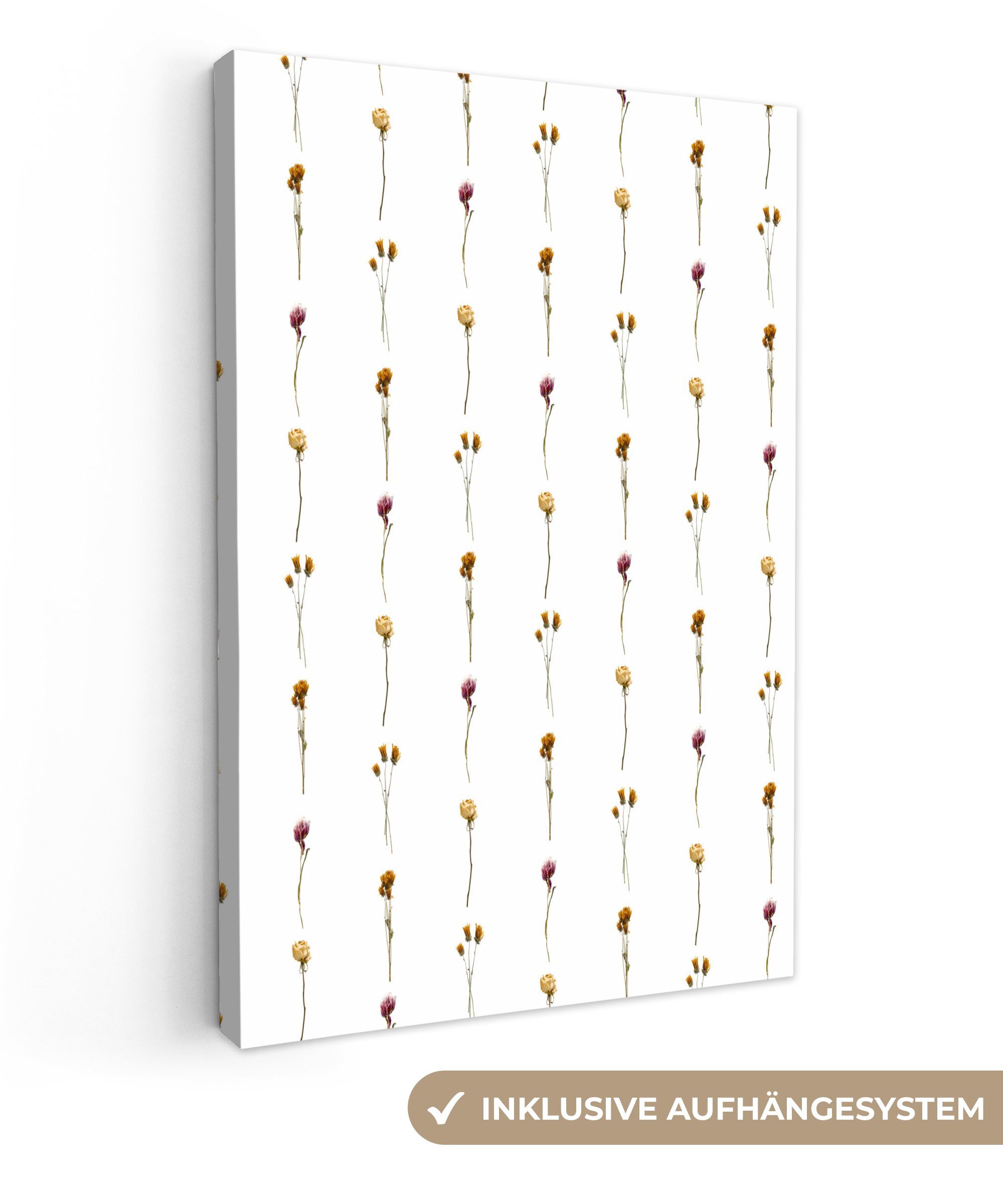 OneMillionCanvasses® Leinwandbild Blumen - Farben - Illustration, (1 St), Leinwandbild fertig bespannt inkl. Zackenaufhänger, Gemälde, 20x30 cm