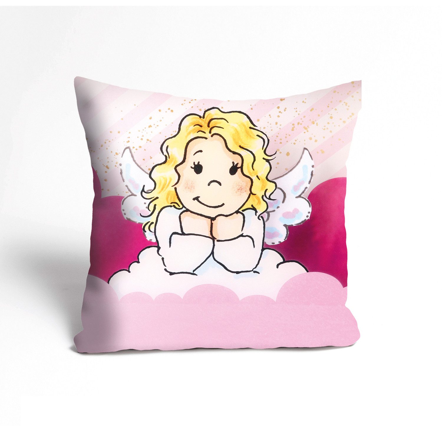 queence Dekokissen Weiches Kuschelkissen "Engel - Schutzengel" für Kinder geeignet, Geruchsneutral, HD Premium Druck, Format: 40x40cm