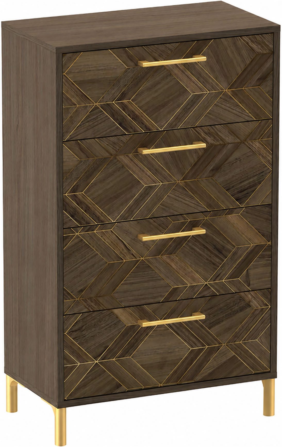 Schildmeyer Kommode Glenn, Art-Déco Design mit eleganten Goldakzenten, Made in Germany (1 St), Nussbaum Art-Déco Design mit eleganten Goldakzenten, Made in Germany