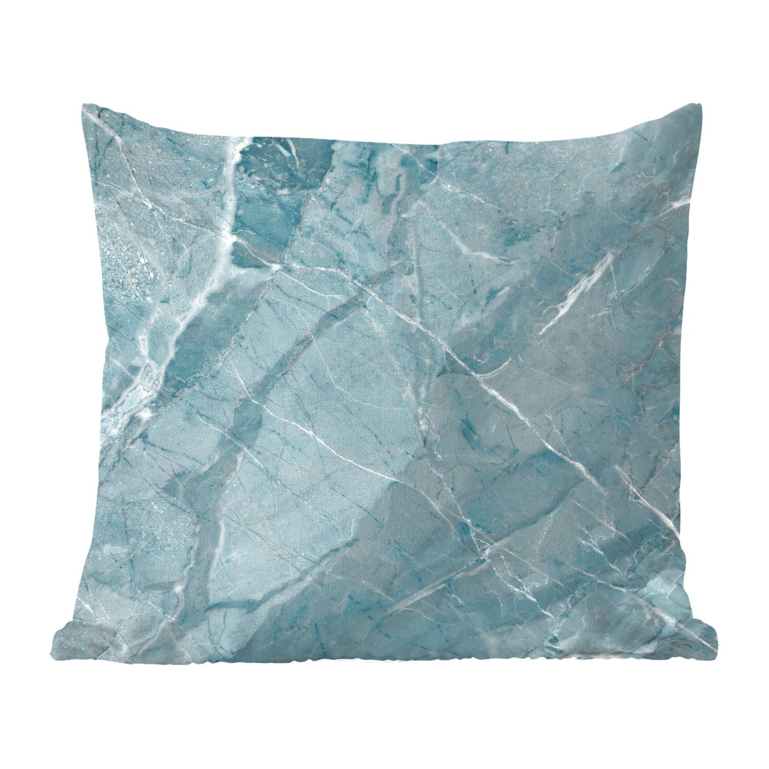 MuchoWow Dekokissen Kristalle - Blau - Granit - Weiß, Zierkissen mit Füllung für Wohzimmer, Schlafzimmer, Deko, Sofakissen