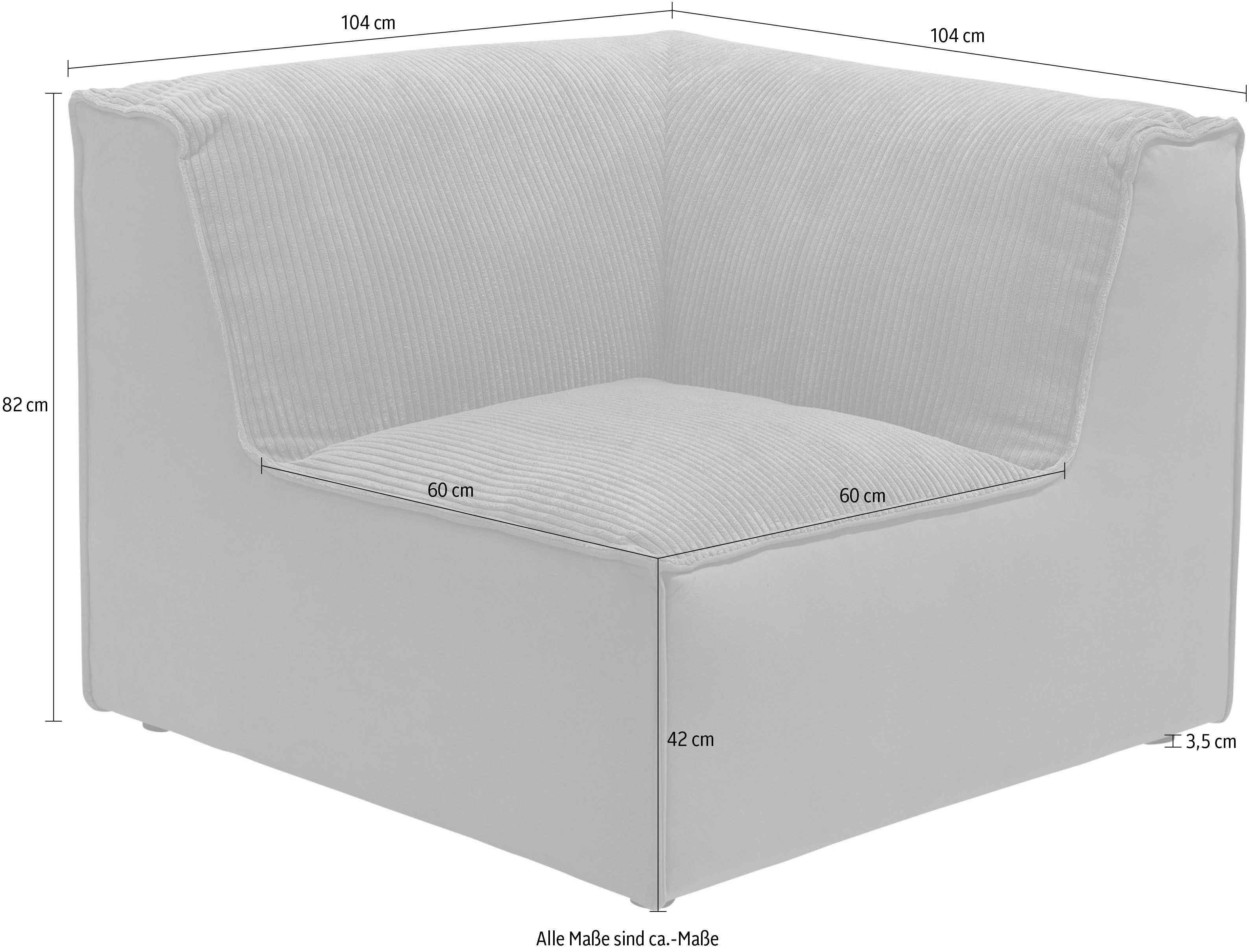 RAUM.ID Sofa-Eckelement Modulid Cord (1 St), verwendbar, flaschengrün Modul als in oder separat