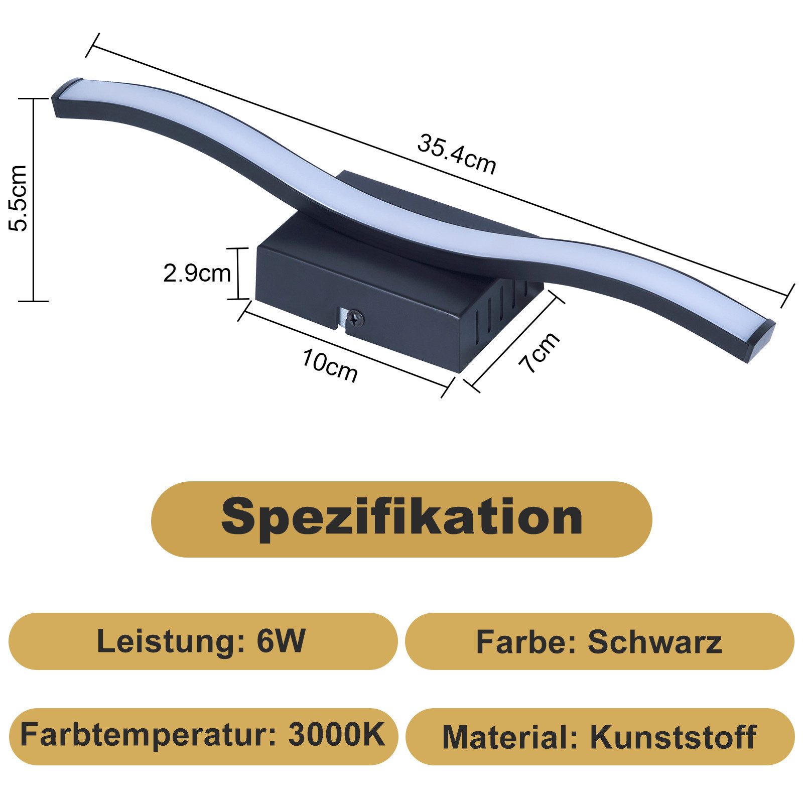 Nettlife LED Deckenleuchte Flur Schwarz Modern 6W Deckenseinbauleuchte 3000K Warmweiß, LED fest integriert, Warmweiß, Schlafzimmerlampe Warmweiß LED Deckenbeleuchtung für Küche Flur