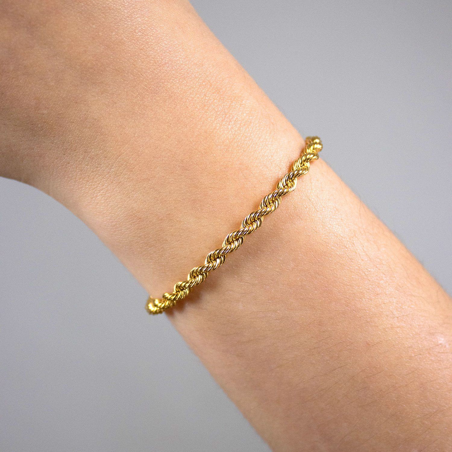 HOPLO Goldarmband Goldarmband Kordelkette hohl 3,3 mm Armkette 19 cm 585-14 Karat Gold, Made in Germany – Bild 2 von 4