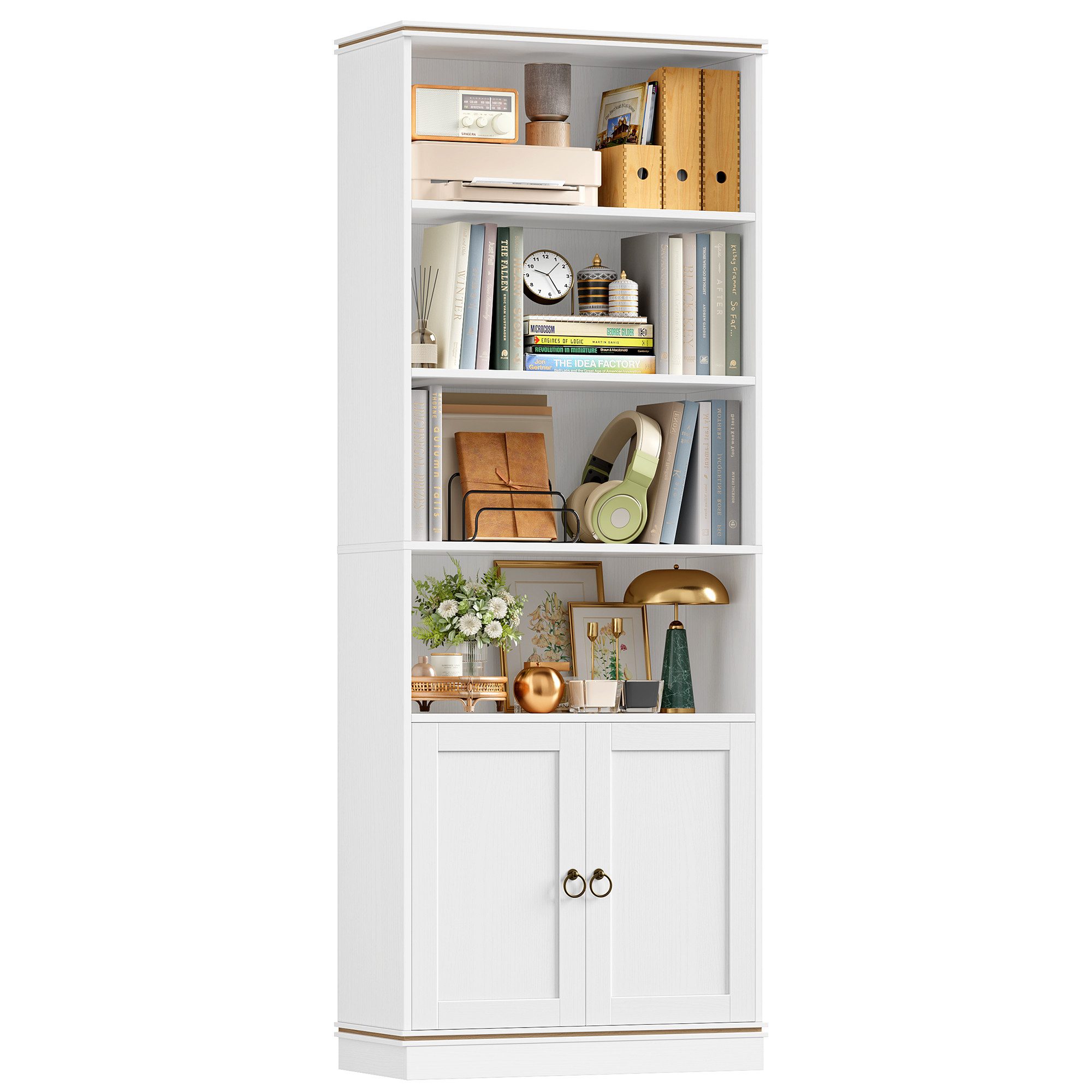 HOMECHO Bücherregal, 1-tlg., 188 cm Hoch Bücherschrank mit 7 Ebenen, 188×60×30 cm, Weiß