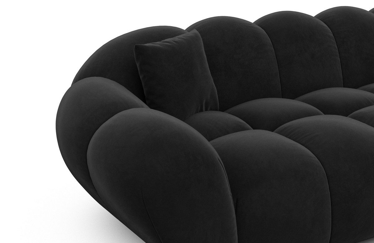 Sofa Dreams Polsterecke Maleron L Form kurz Stoffsofa, 4-Sitzer, Loungesofa, Ottomane rechts, Samtstoff Bezug in Schwarz – Bild 5 von 5