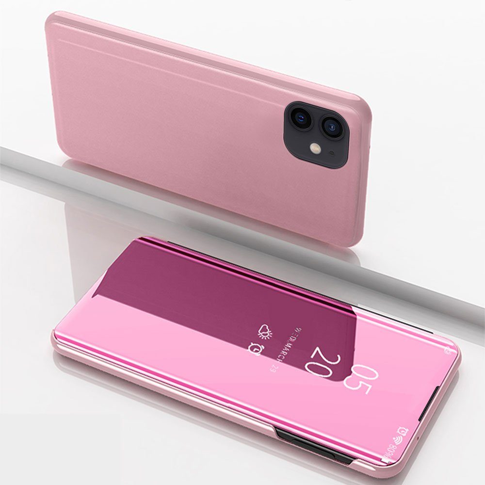 FITSU Handyhülle Spiegel Hülle für iPhone 12 Handytasche, Schlanke Klapphülle, elegantes Flipcase, Handyhülle mit Standfunktion